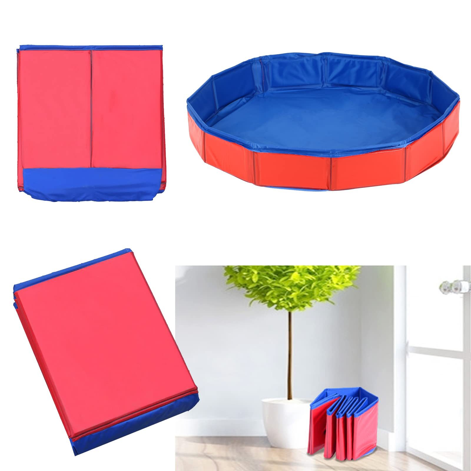 FOUORTUNATE-BEE Hundepool Faltbarer Hunde Pool rutschfest Planschbecken für Hunde und Katzen, Ideal zum Baden Spielen Abkühlen im Garten auf Reisen und Camping