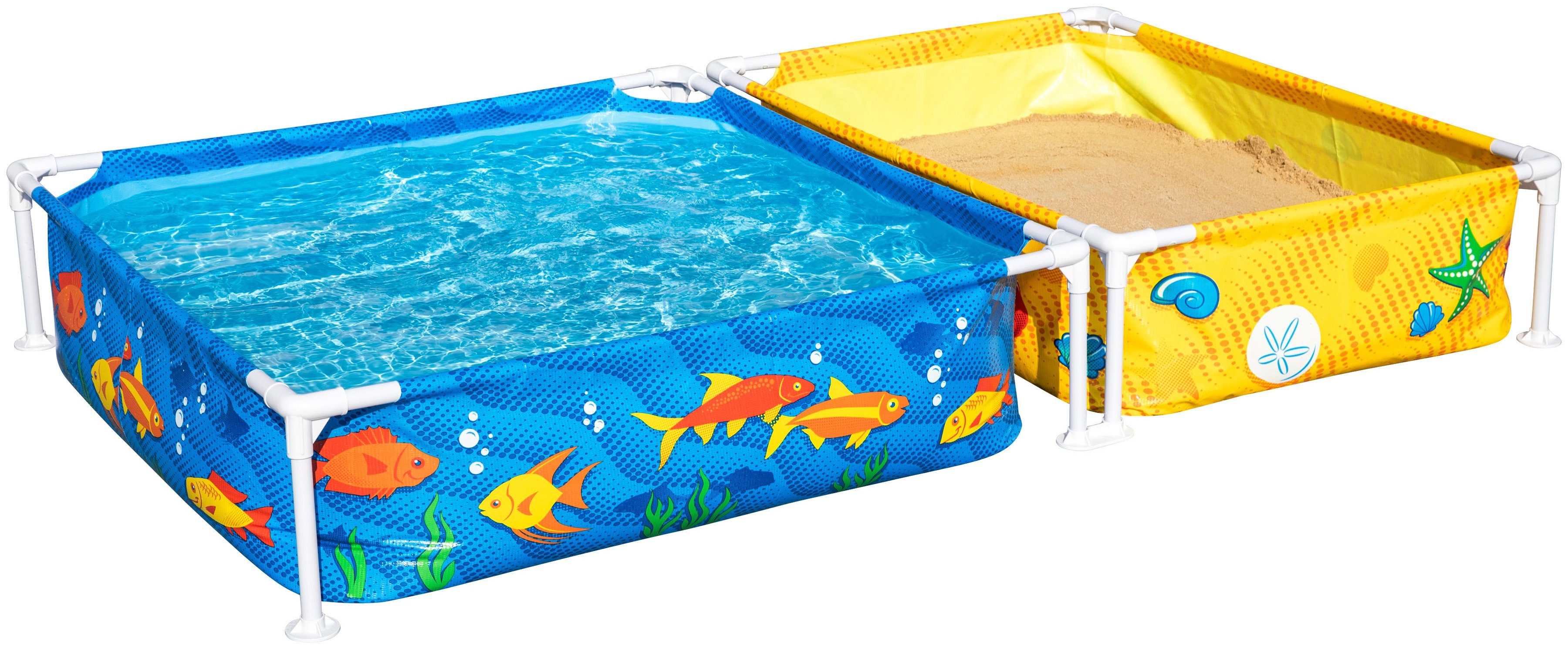 Bestway Rechteckpool My First Frame Pool (Set), mit Sandkasten, 213x122x30,5  cm, Unterwasserdesign