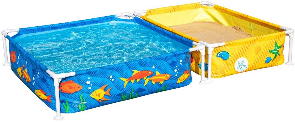 Bestway Rechteckpool My First Frame Pool (Set), mit Sandkasten, 213x122x30,5  cm, Unterwasserdesign