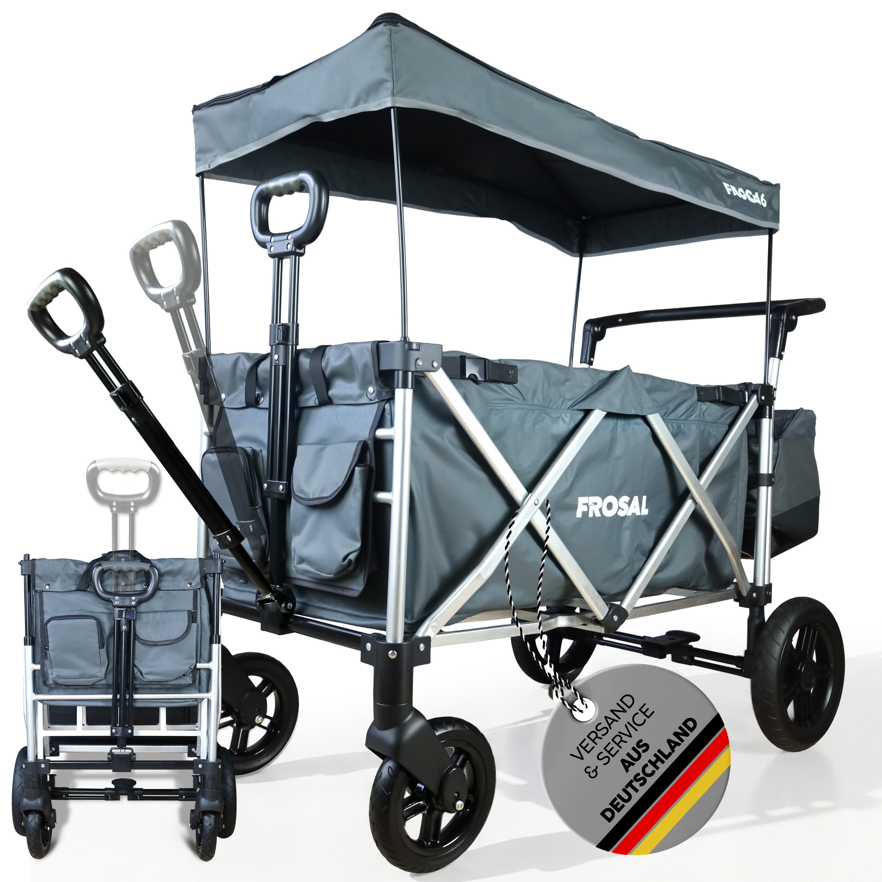Frosal Bollerwagen Victor faltbar Kinder klappbar, faltbar grau