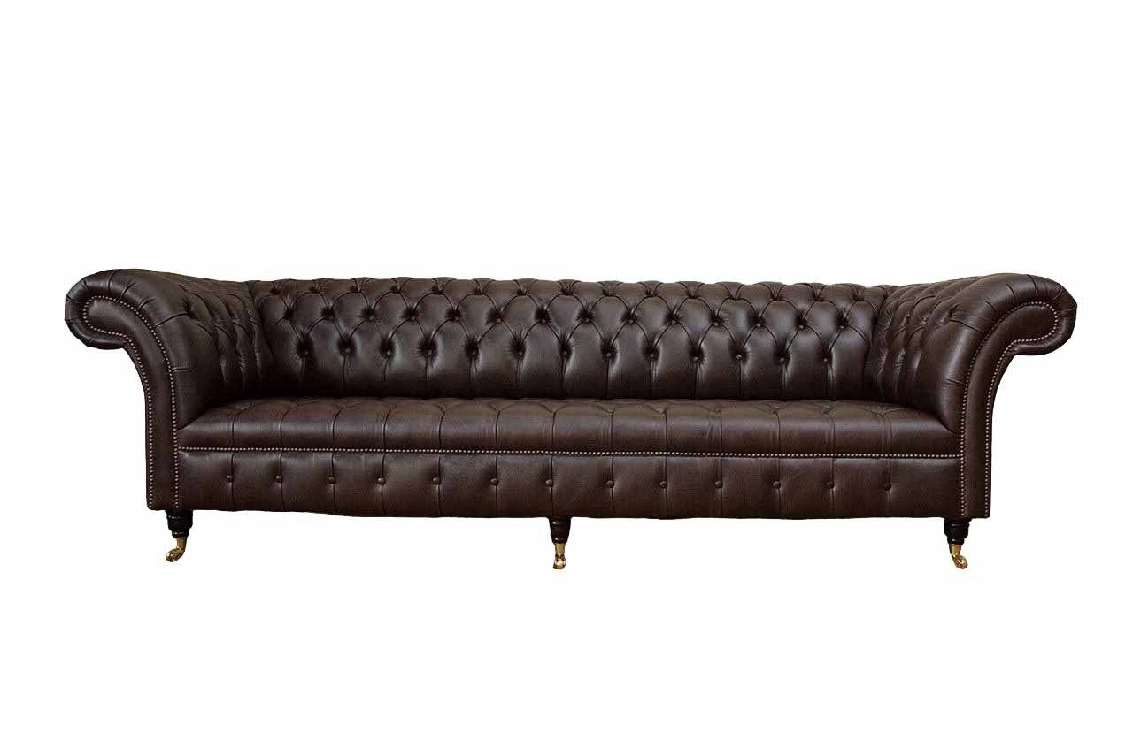 Couch 100% Couchen Sofort, JVmoebel Ledersofa Luxus Chesterfield-Sofa Leder Teile, 245cm Chesterfield in 1 Made Europa