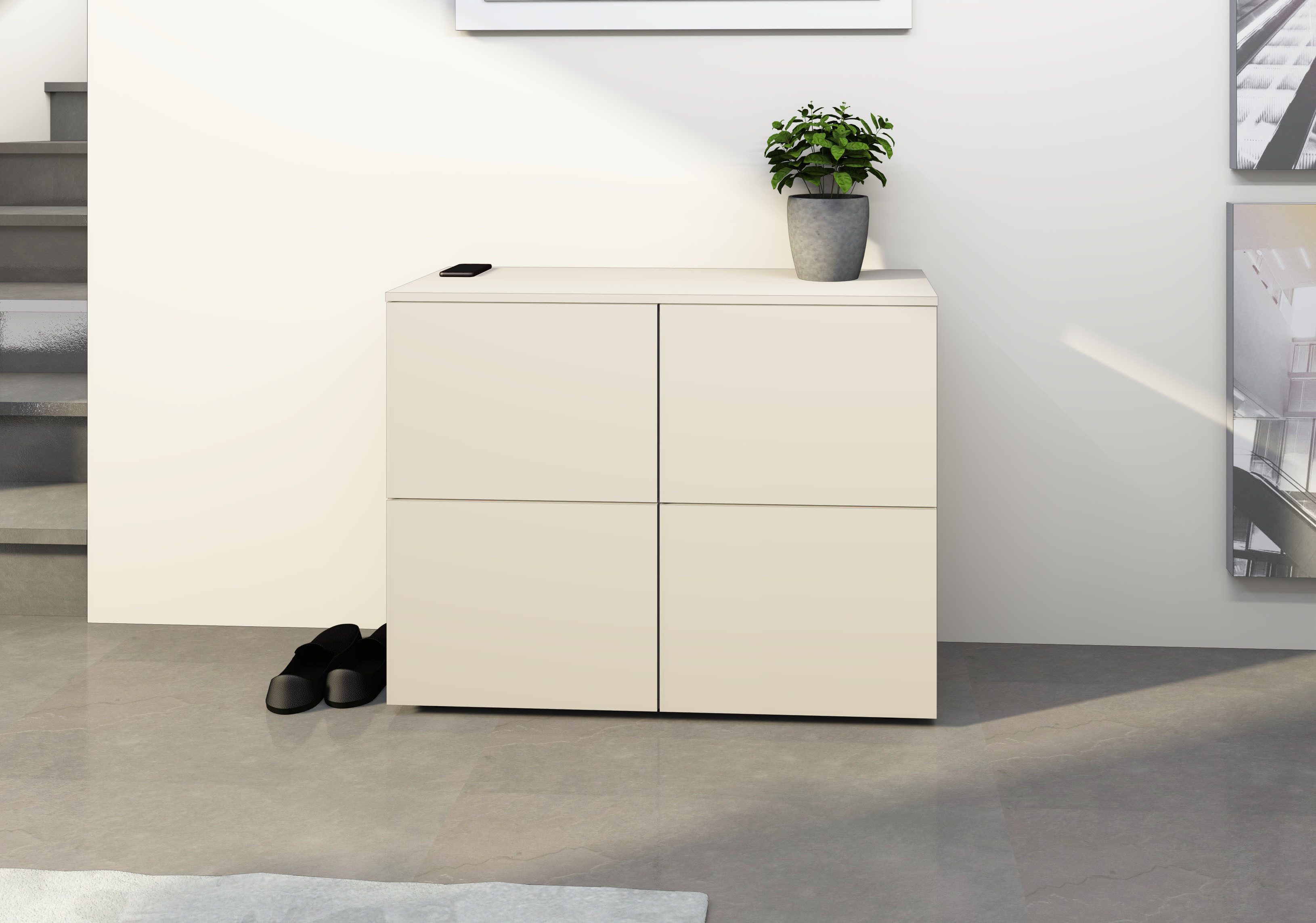 borchardt Möbel Kommode Rova, Breite 93 cm, 4-türig, Kommode mit viel Stauraum, kaschmir