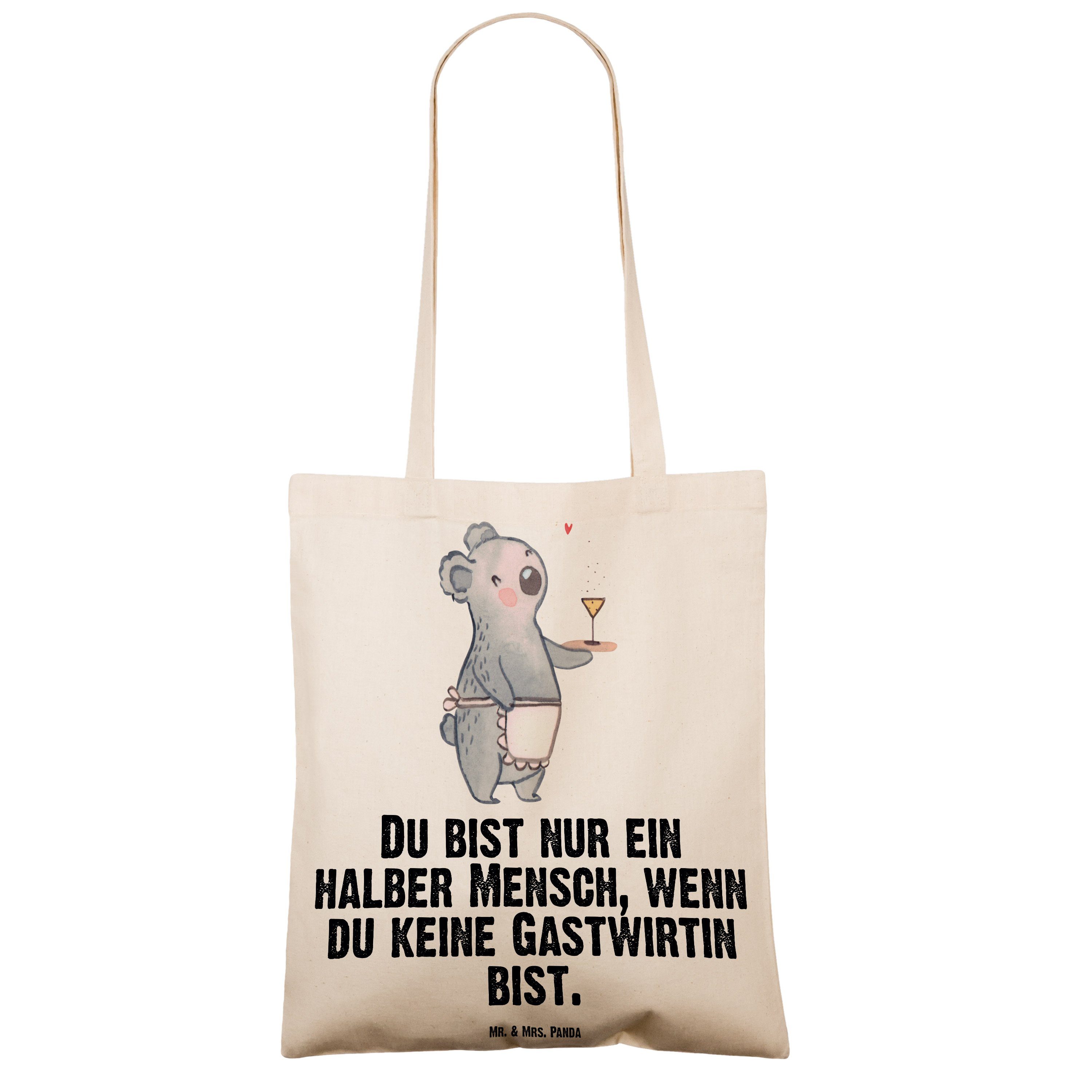 Mr. & Mrs. Panda Beuteltasche, Herz Tragetasche - Geschenk, Kneipe, (1-tlg) - Transparent mit Gastwirtin E