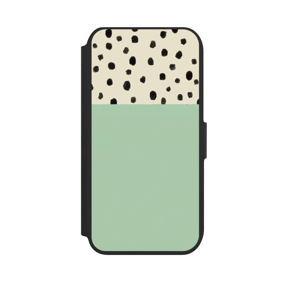 NIVOCASE Handyhülle Abstrakt Polka Dots Boho Dots and Boho, Apple iPhone 8 Klapphülle Handyhülle aus Kunst Leder NIVOflip schwarz