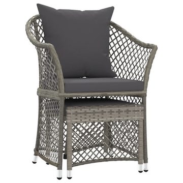 vidaXL Gartenlounge-Set 2-tlg. Garten-Lounge-Set mit Kissen Grau Poly Rattan, (2-tlg)