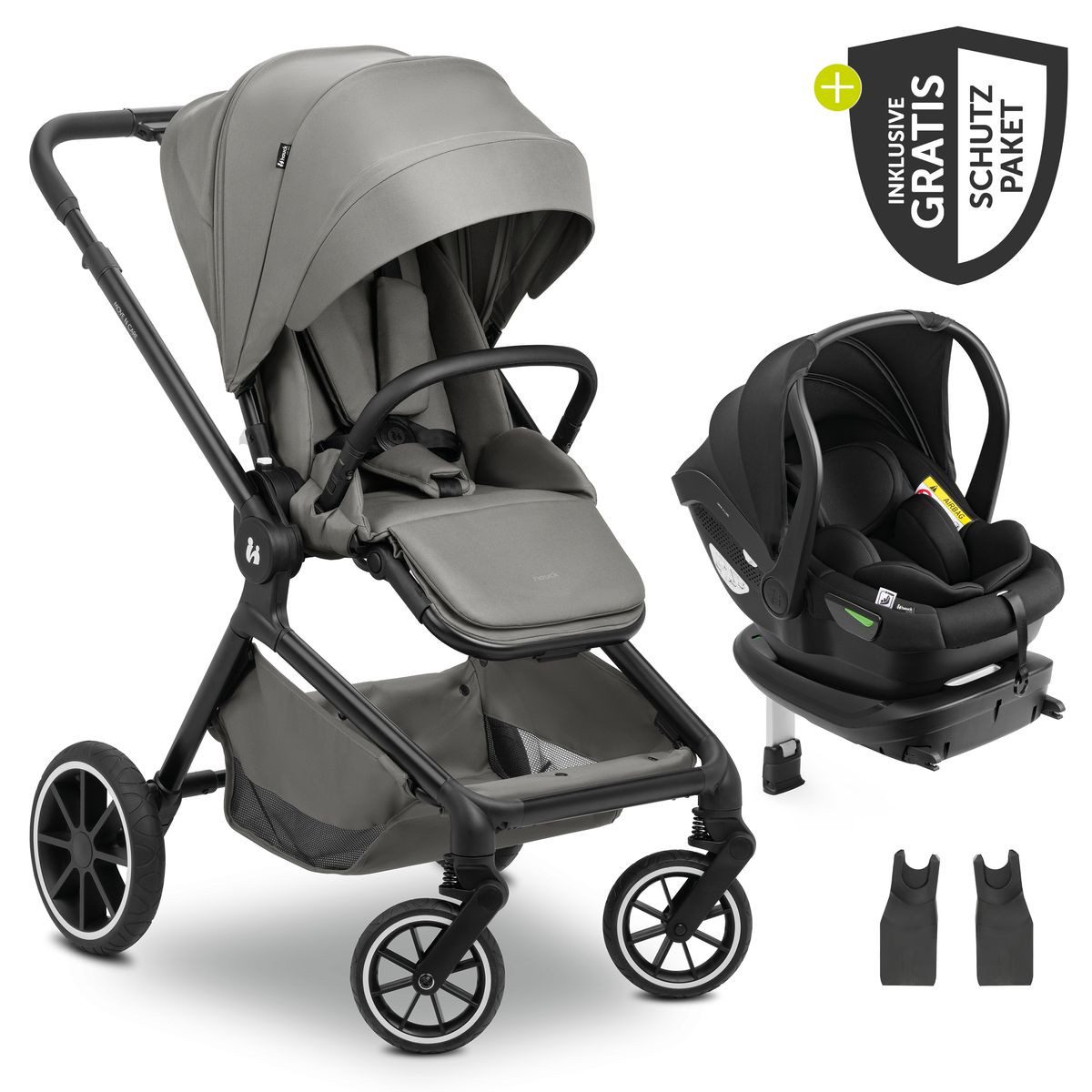 Hauck Sportbuggy Move N Care 3in1 Travel Set - Dark Grey, Sportwagen Liegefunktion, Babyschale, Isofix Basis & Zubehör bis 22 kg