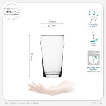 IMPERIAL glass Bierglas Pint Biergläser 500ml, Crystalline Glas, Pintgläser 0,7L Spülmaschinenfest Nonic Pint Weizengläser Bierglas