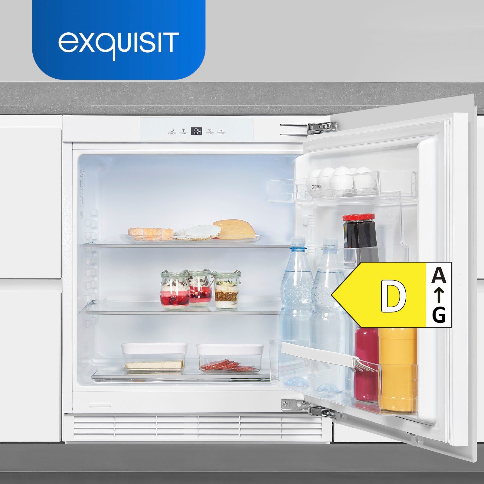 exquisit Einbaukühlschrank UKS140-V-FE-010D, 81,8 cm hoch, 59,5 cm breit, Ideal zum Unterbauen in die Küchenzeile für kleine Küchen, Büroküchen – Bild 5 von 5