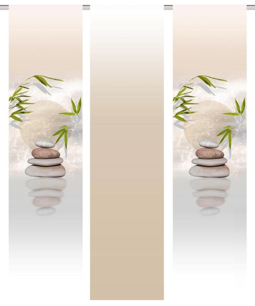 HOME WOHNIDEEN Schiebegardine 3er-Set Schiebegardinen BENESSA Natur, 245 x 60 cm OHNE ZUBEHÖR, Paneelwagen, blickdicht, 100% Polyester