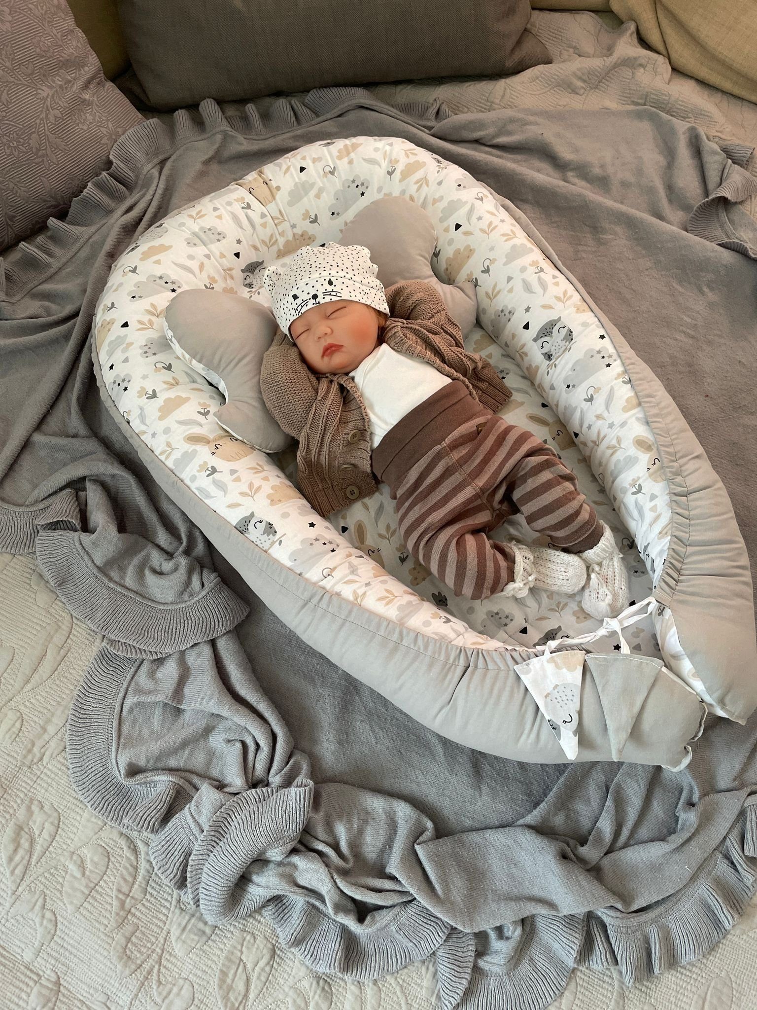 Loolay Bettnestchen BIO BAUMWOLLE BABYNEST Babykokon Neugeborene Babyaustat günstig online kaufen