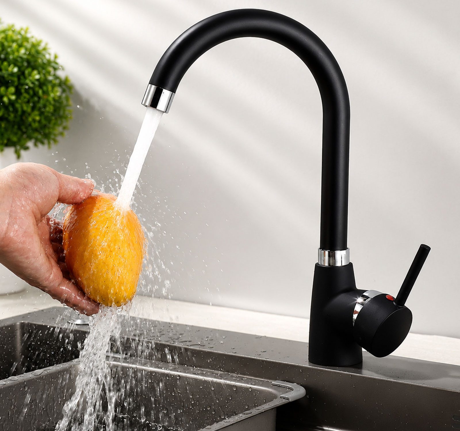 Homeline Küchenarmatur Küchenarmatur 360° Wasserhahn Küche Mischbatterie Spültisch Schwarz