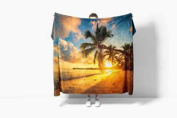 Sinus Art Handtücher Handtuch Strandhandtuch Saunatuch Kuscheldecke mit Fotomotiv Traumstrand Palmen, Baumwolle-Polyester-Mix (1-St), Handtuch
