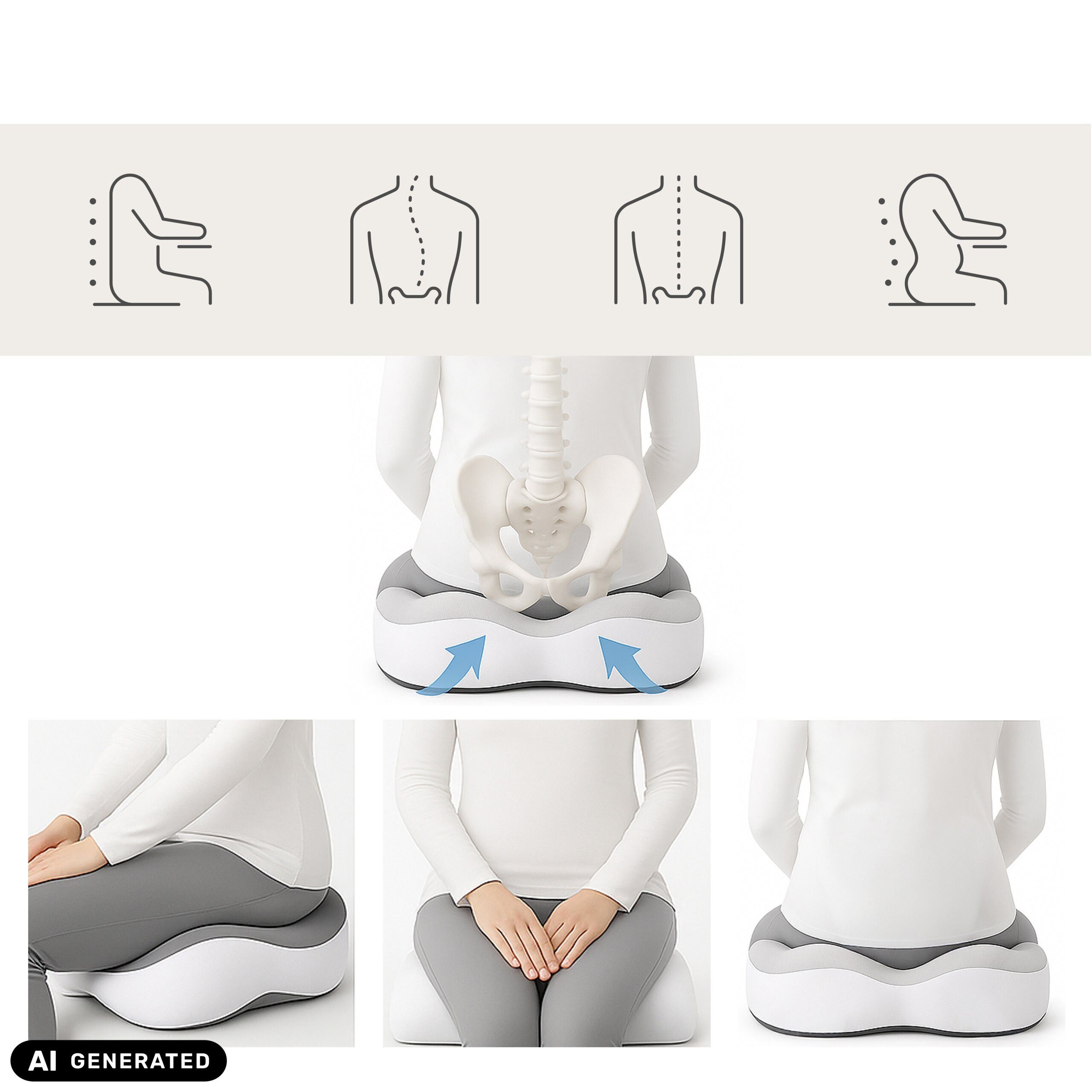 hjh OFFICE Sitzkissen MEDISIT IV Orthopädisches Kissen H/B/T:, Orthopädische Form, Stuhlkissen mit Memory-Effekt