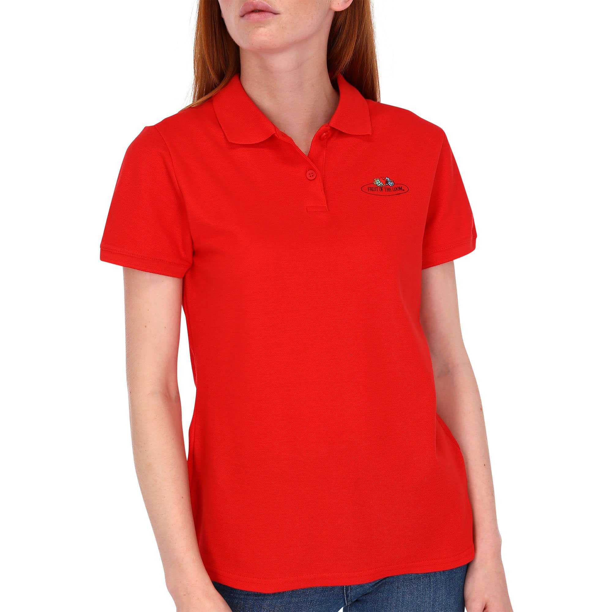 Fruit of the Loom Poloshirt Damen Polo-Shirt mit Vintage-Logo