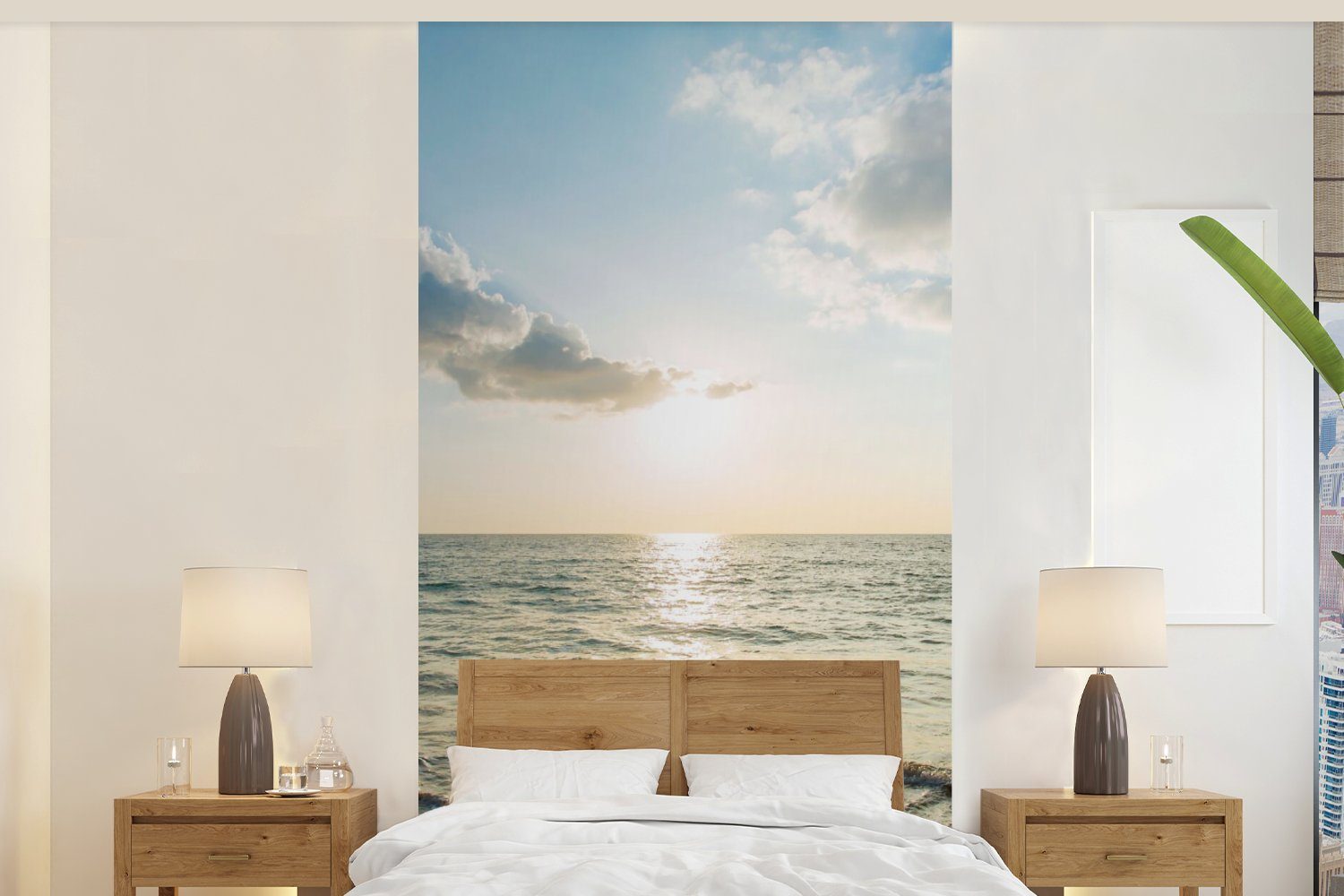 Schlafzimmer Fototapete Strand, - Sommer (2 Meer Wohnzimmer Küche, bedruckt, - für Matt, St), Vliestapete Fototapete MuchoWow