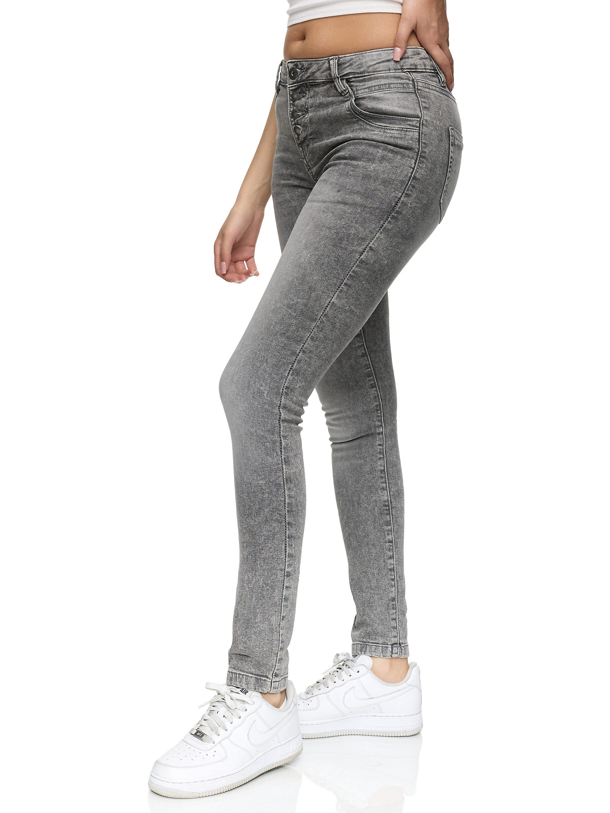 REPUBLIX Stretch-Jeans ISLA Damen Knopf Mid Waist Stretch Denim Jeans – Bild 3 von 5