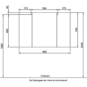 Lomadox Spiegelschrank QENA-66 Badezimmer, 65 cm breit, in Quarzgrau Matt Touch, B/H/T 65/70/16 cm