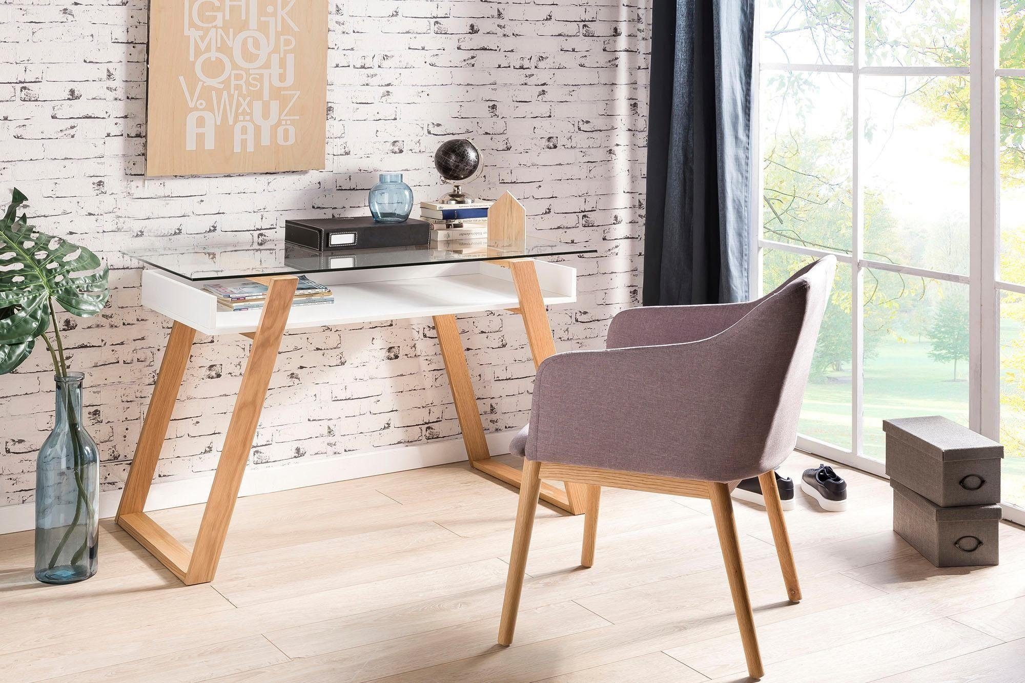 SalesFever Schreibtisch Falun - Arbeitsplatz Deluxe: Der Laptop-Tisch, Eleganz trifft Funktion: Mit Glasplatte