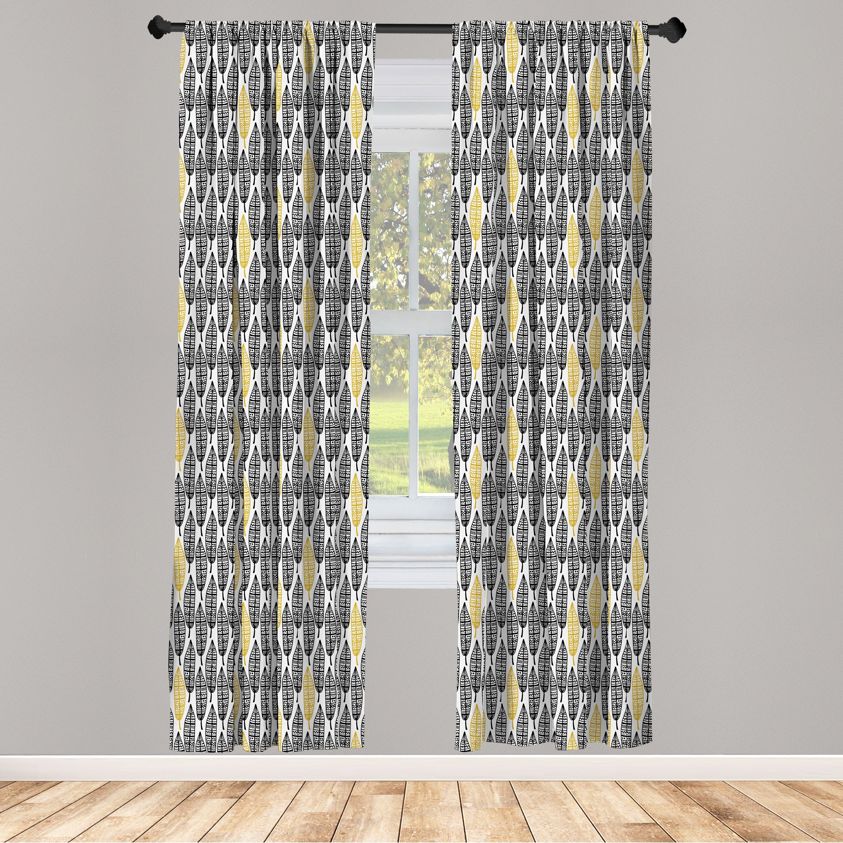 Gardine Vorhang für Wohnzimmer Schlafzimmer Dekor, Abakuhaus, Microfaser,  Feder Style Art Tribal