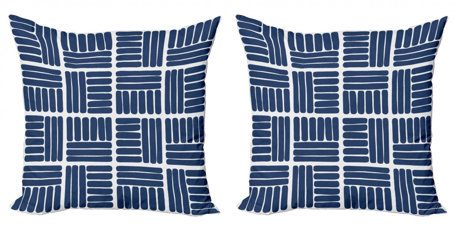 Navy Quadrate Stück), (2 Doppelseitiger in Streifen Accent Kissenbezüge Digitaldruck, blau Modern Abakuhaus