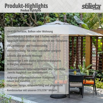 STILISTA Beistelltisch Gartentisch Balkontisch Loungetisch Kaffeetisch, Eckig, Glas Tischplatte, Polyrattan, Modell- und Farbwahl