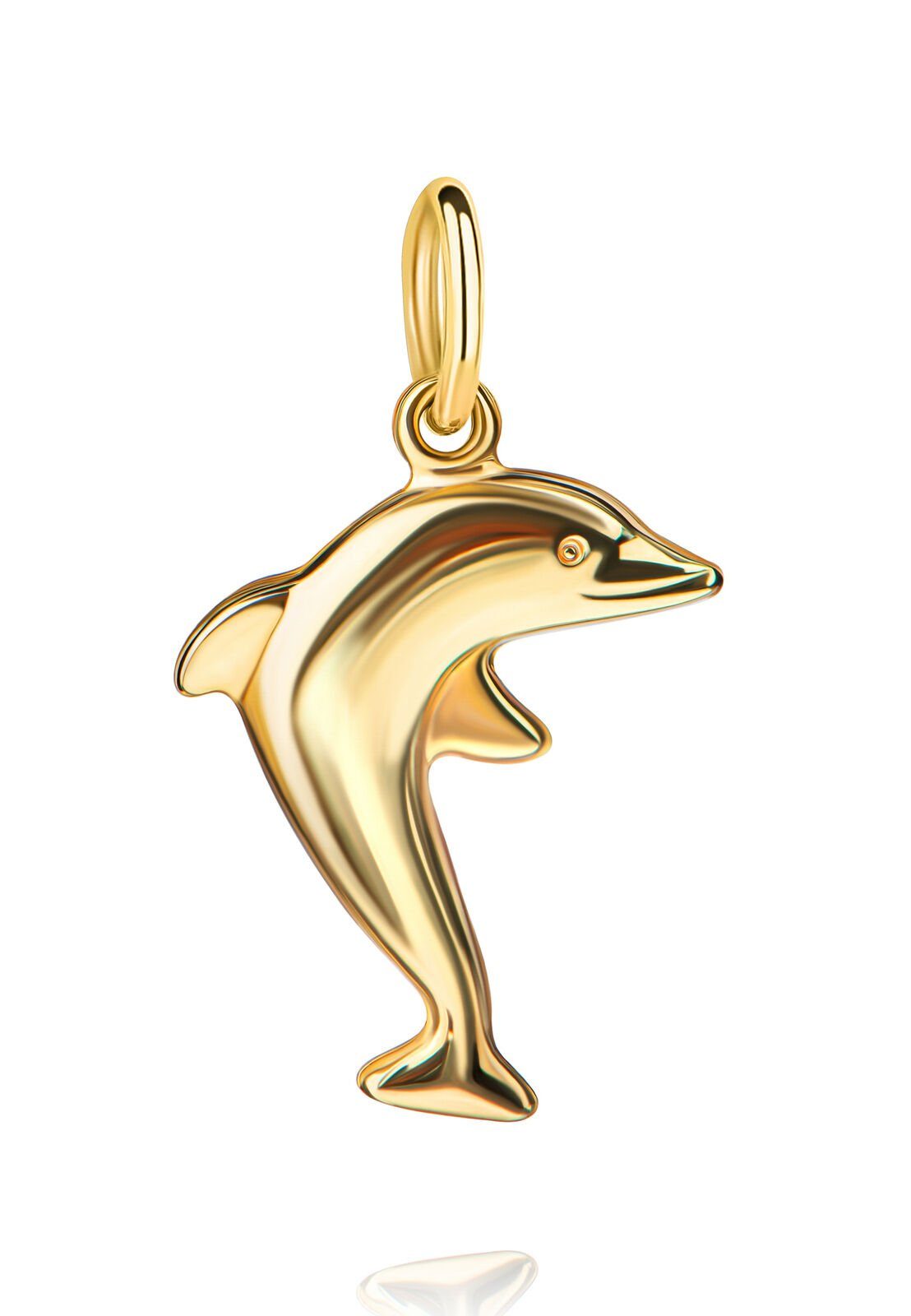 Delfin - Kinder (vergoldeter JEVELION Germany in für Mädchen), Kettenanhänger Made vergoldet Silberanhänger, Anhänger Schmuckanhänger Silber -