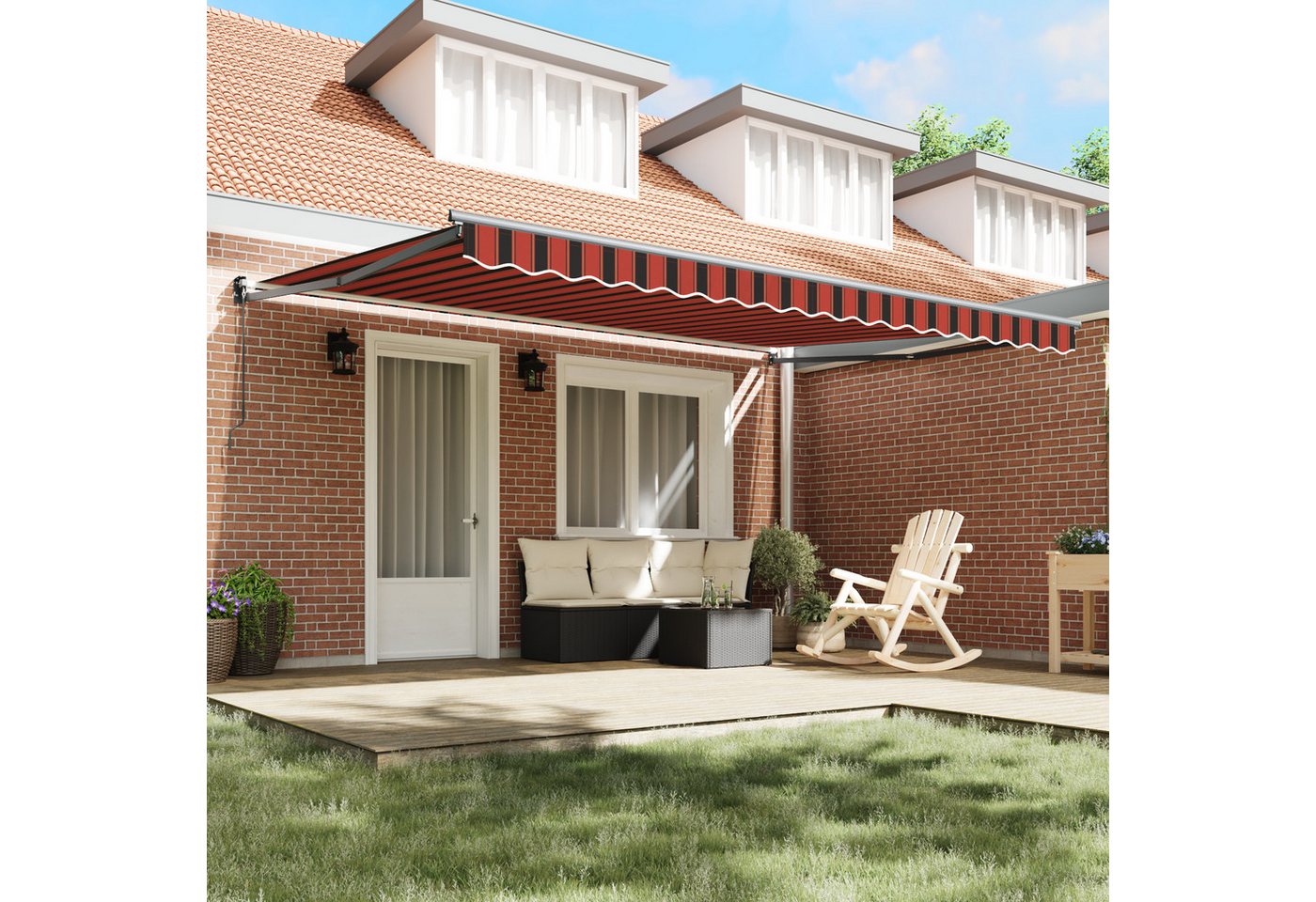 Thumbnail - vidaXL Markise Manuelle Einziehbare Markise Orange und Braun 450x300 cm (1-St)