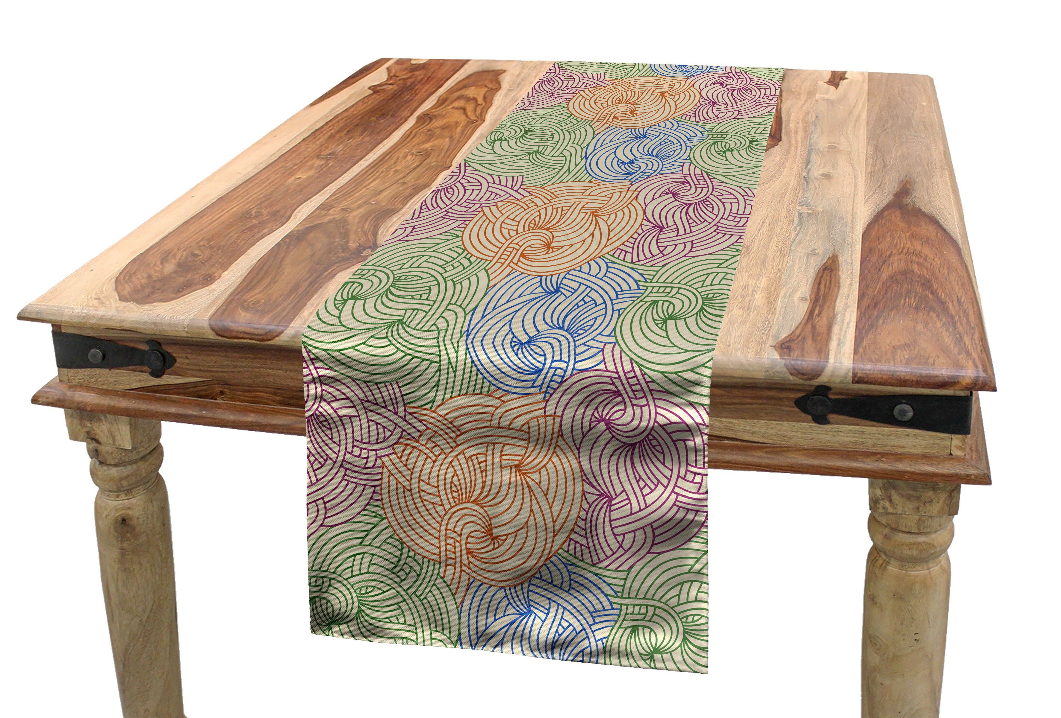 Abakuhaus Tischläufer Esszimmer Küche Rechteckiger Dekorativer Tischläufer, Abstrakt Gebogene Streifen Motive