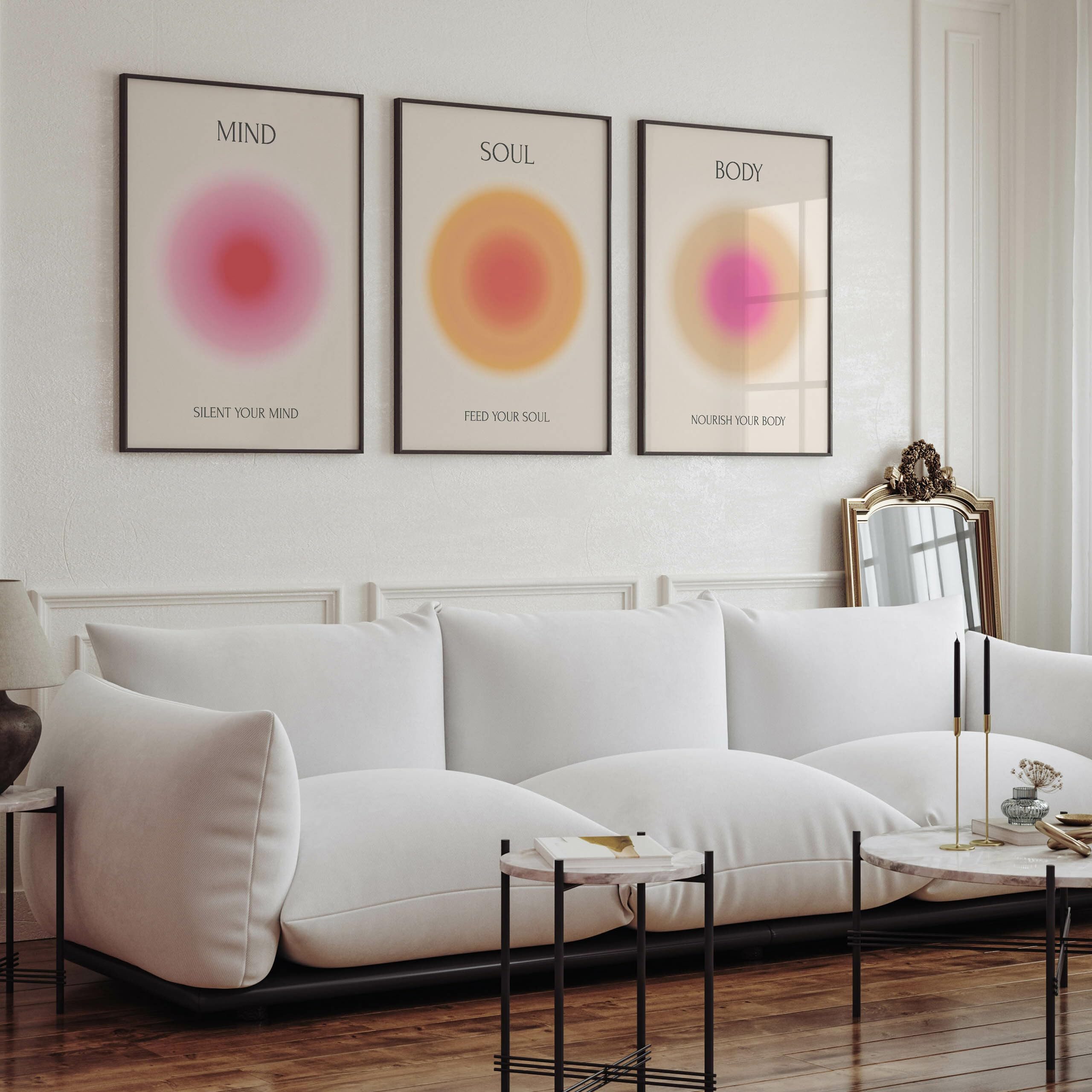 Muralo Poster Abstrakt – 4er-Set Poster Wandbild Kunstdruck Wohnzimmer Schlafzimmer, Abstrakt (Set, 3 St), Aura, 4er-Set 21 x 30 cm, ohne Rahmen – Bild 5 von 5