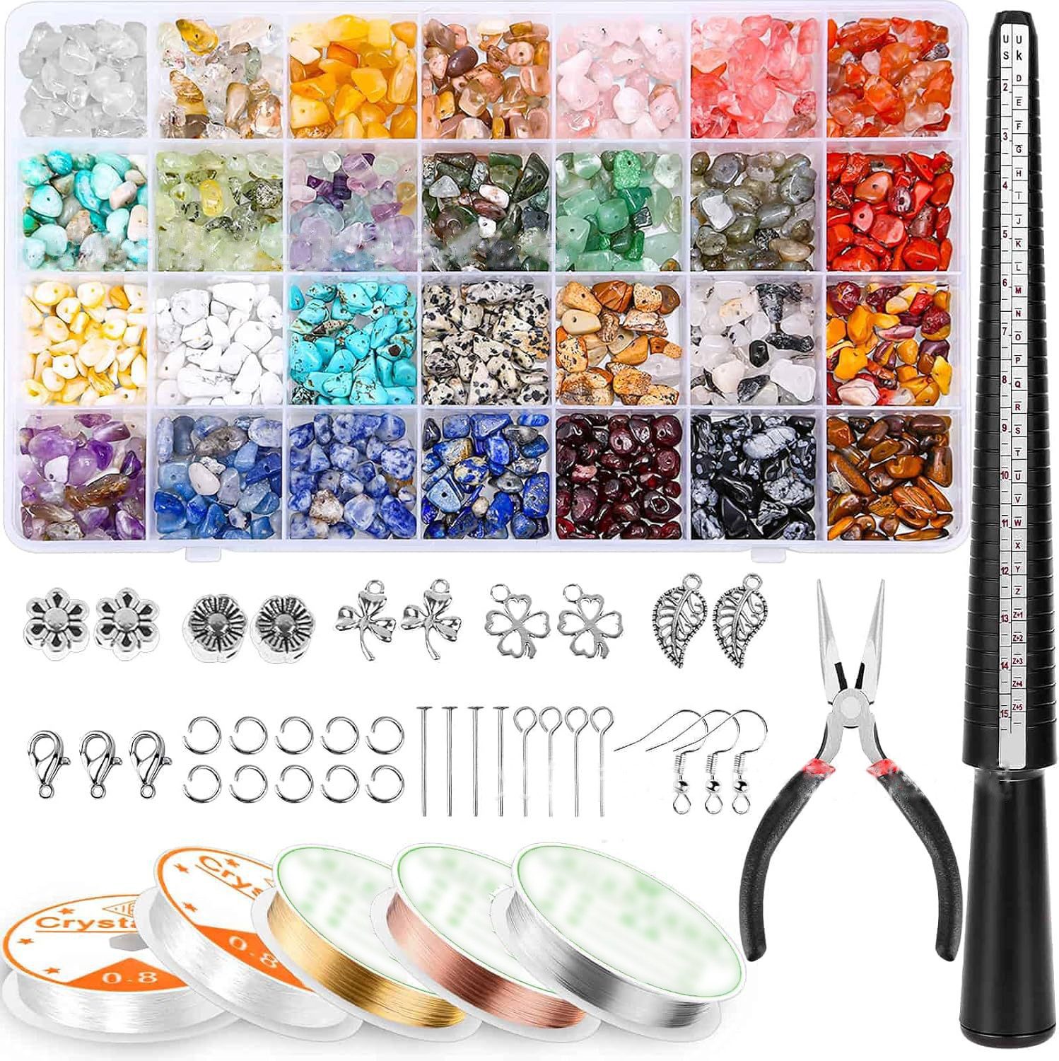 Schmuckset SchmucksetSchmuck Selber Machen Set, 28 Farben Natürlicher Edelsteine
