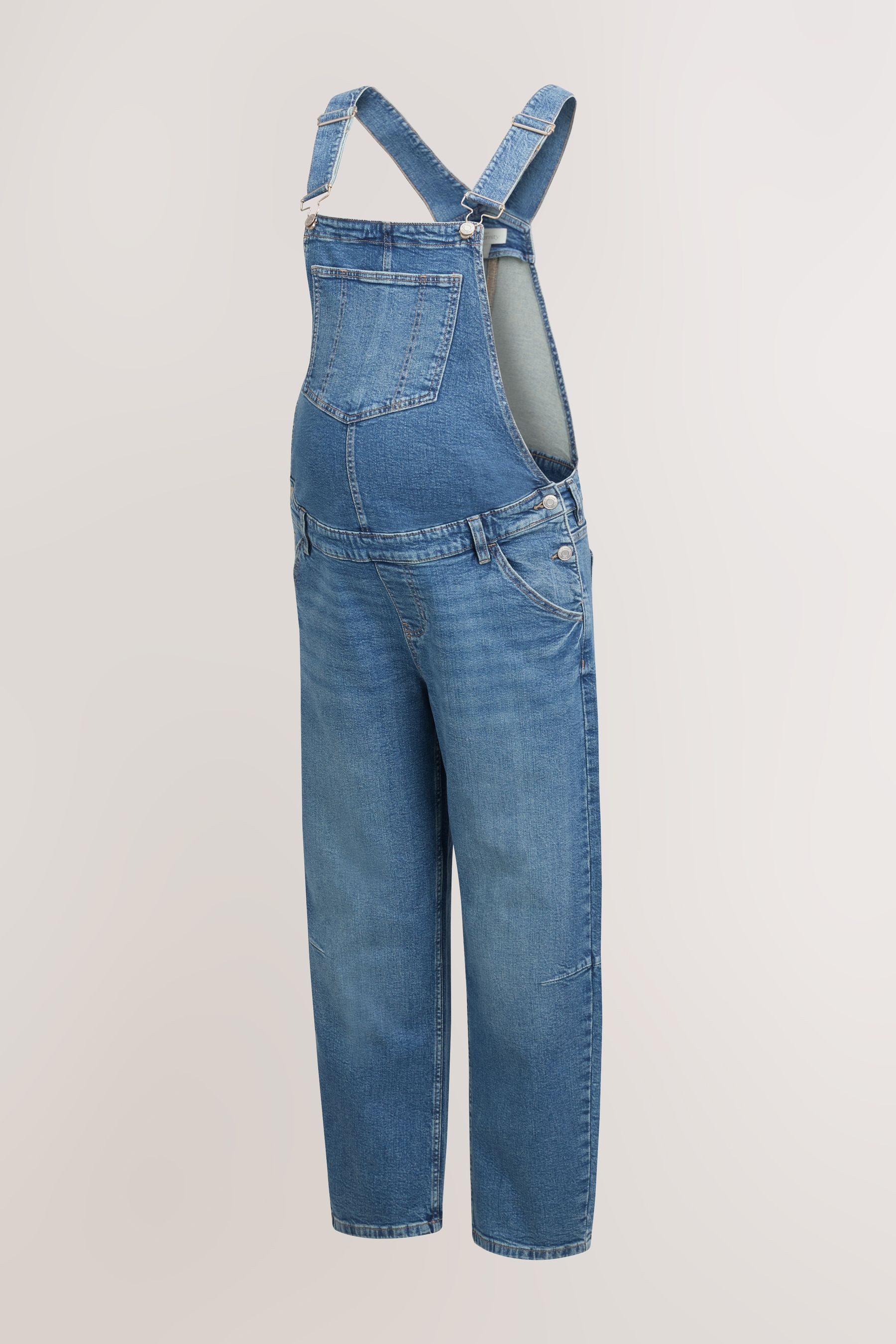 Next Umstandshose Denim-Latzhose mit Barrel-Bein, Umstandsmode (1-tlg) – Bild 4 von 5