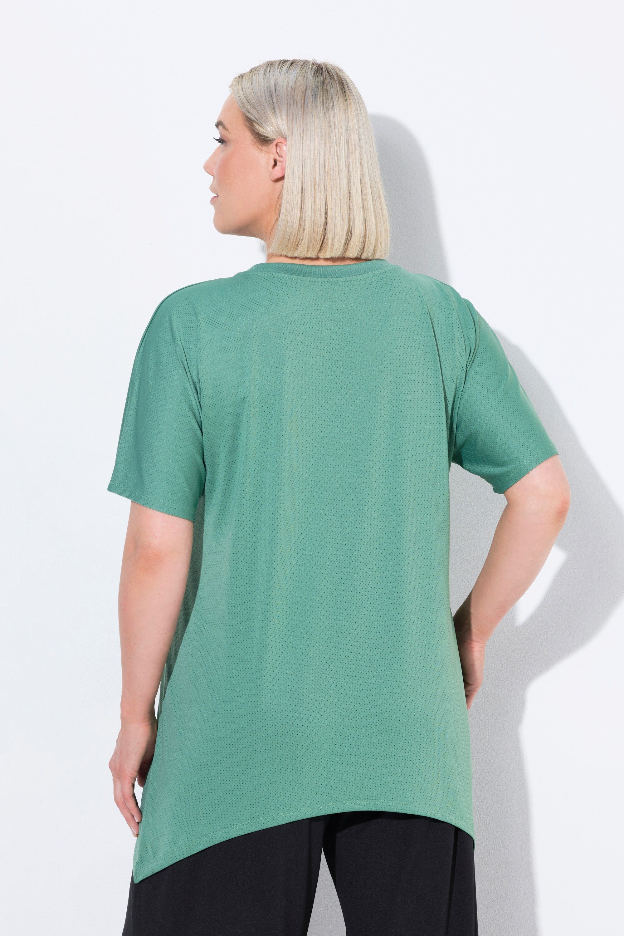 Ulla Popken T-Shirt Funktions-Shirt Zipfelsaum Rundhals