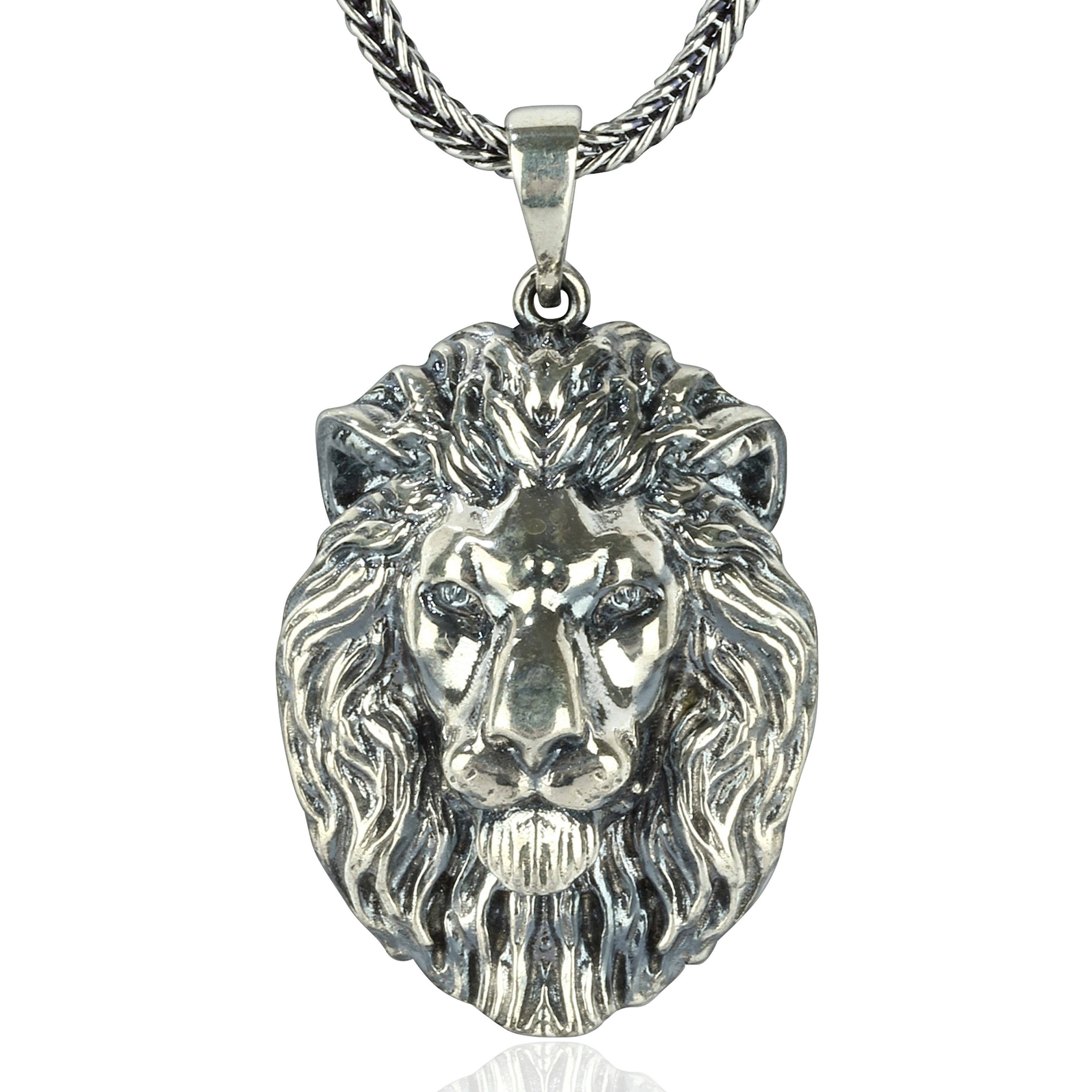 NAHLE Kette mit Anhänger Silber Löwe mit Silber Fuchsschwanz Kette 55cm (2- günstig online kaufen