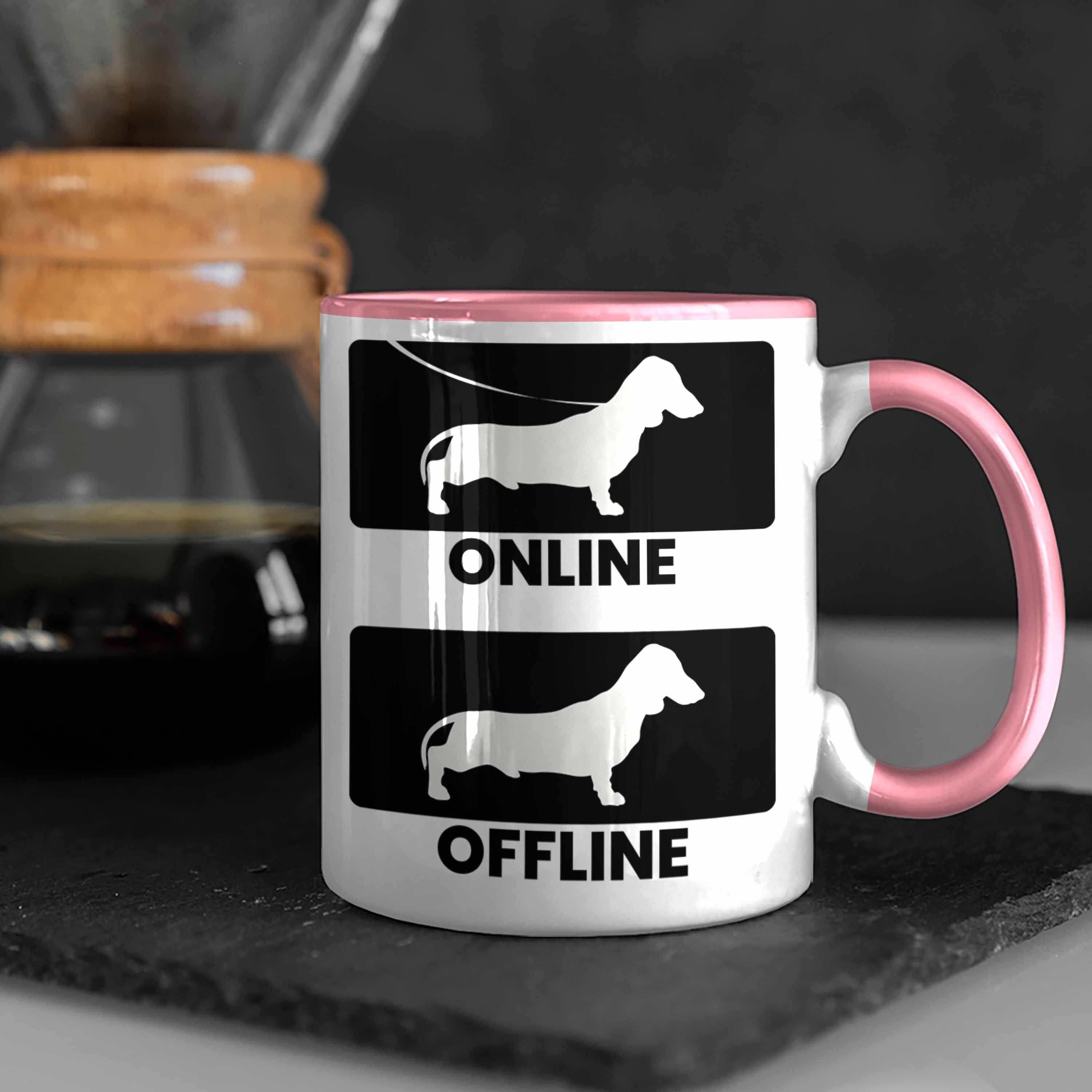 Dackel Online Lustig Tasse Offline Geschenke Dachshund Rauhaardackel Tasse Trendation Rosa