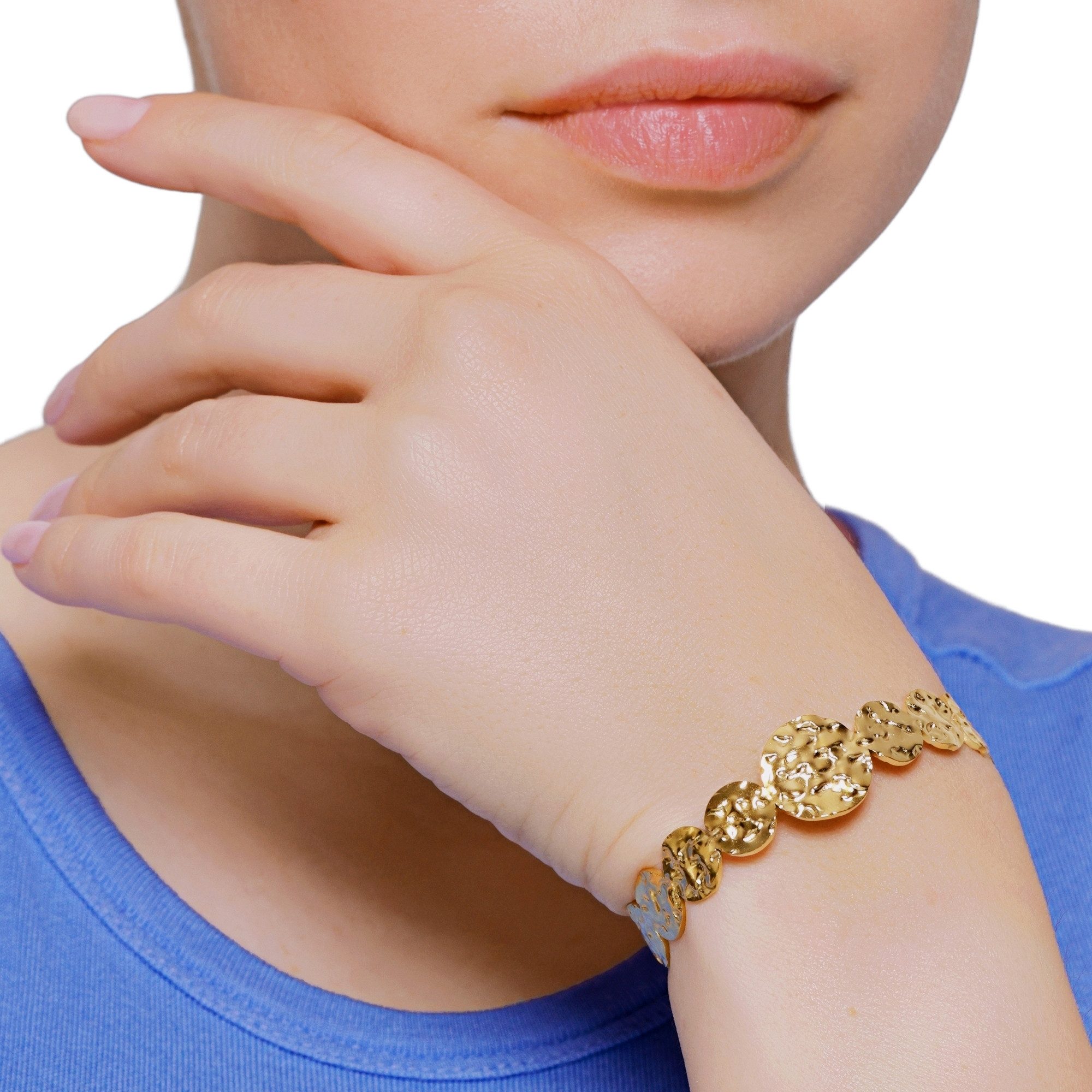 Heideman Armband Nerina goldfarben (Armband, inkl. Geschenkverpackung), gehämmertes Armband für Frauen