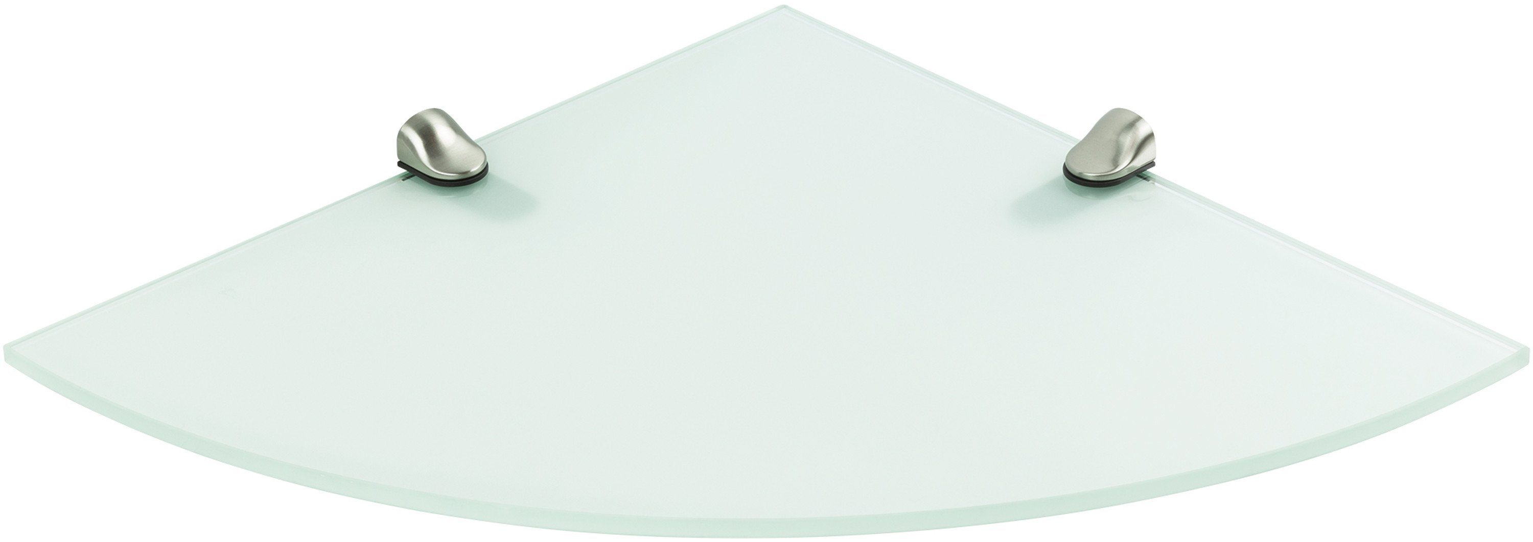ib style Wandregal Glasregal Viertelkreis 6mm - 25 x 25 cm - satiniert + Clip ILO, Glasboden aus ESG-Sicherheitsglas - Wandregal