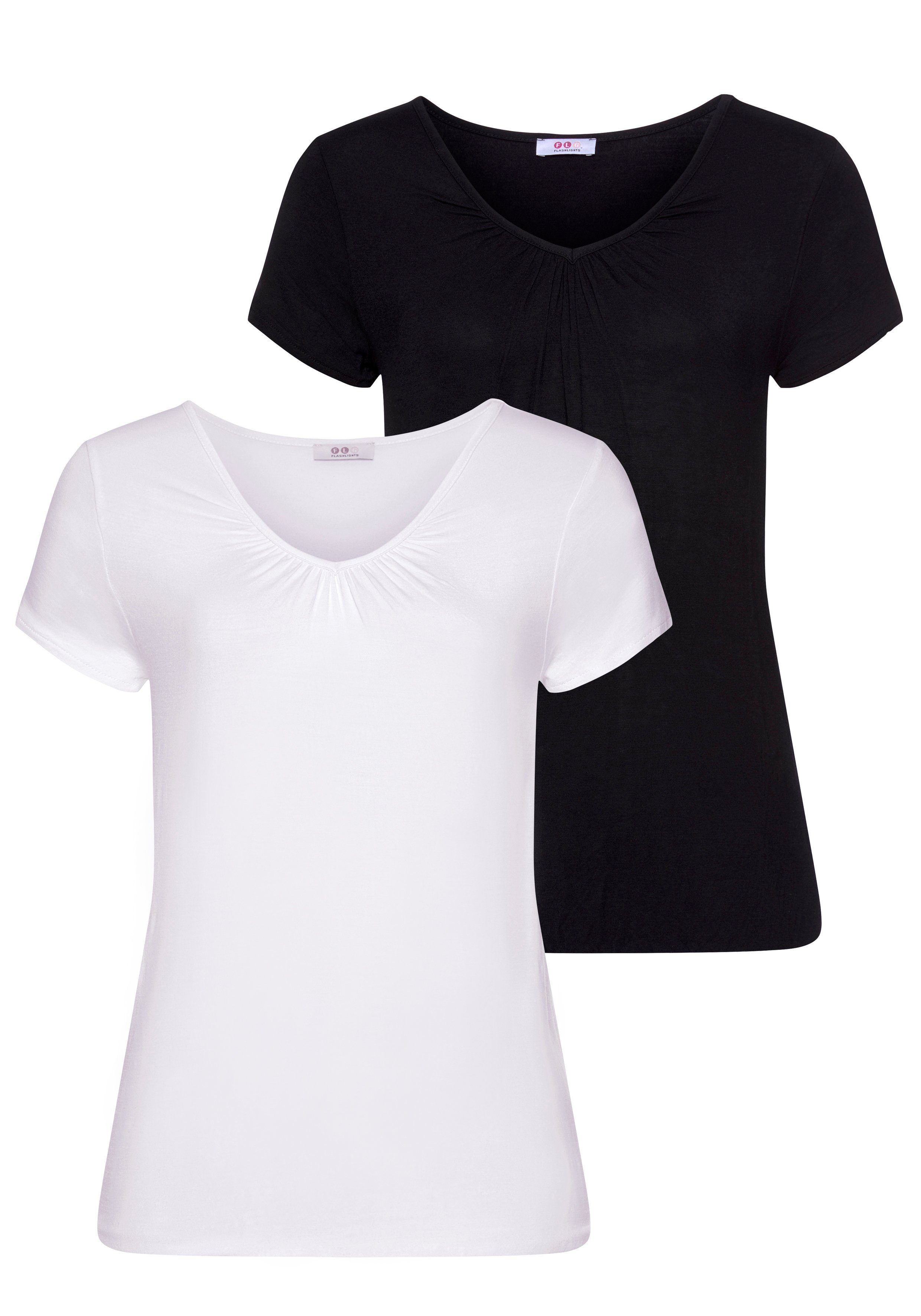 Flashlights T-Shirt (Packung, 2er-Pack) Mit leichtem Flügelarm weiß, schwarz