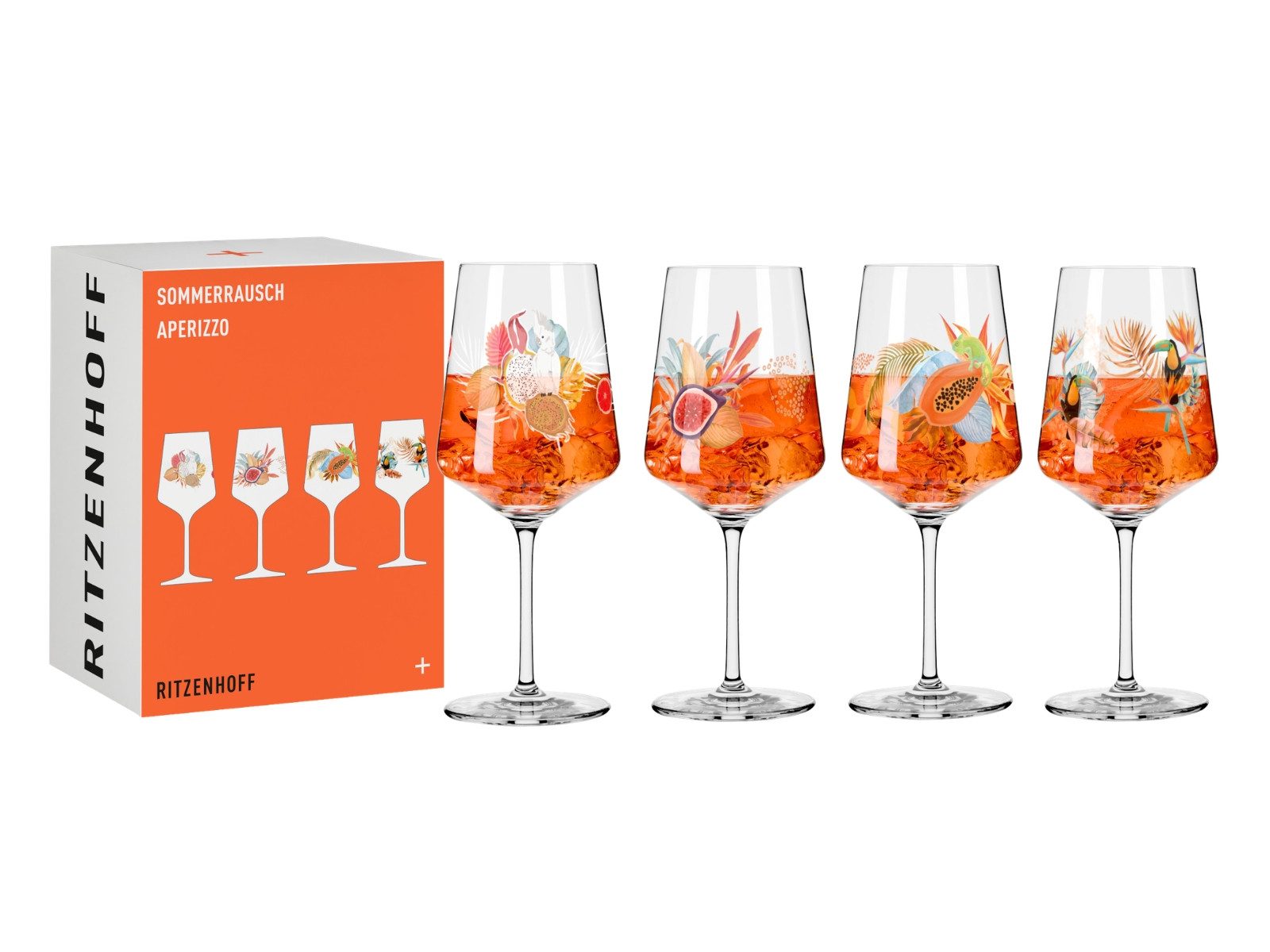 Ritzenhoff Gläser-Set Sommerrausch Aperizzo 4er Set F24, Kristallglas, 20,3 x 19,4 x 26,6 cm