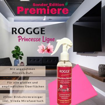 Rogge Princesse Ligne Sonder Edition Bildschirmreiniger Bildschirmreinigungstuch (Set, 2-tlg., 1x 250 Displayreiniger, 1 Microfasertuch 38x40cm rosa, Streifenfrei und fusselfrei Reinigung mit sehr angenehmen Duft)
