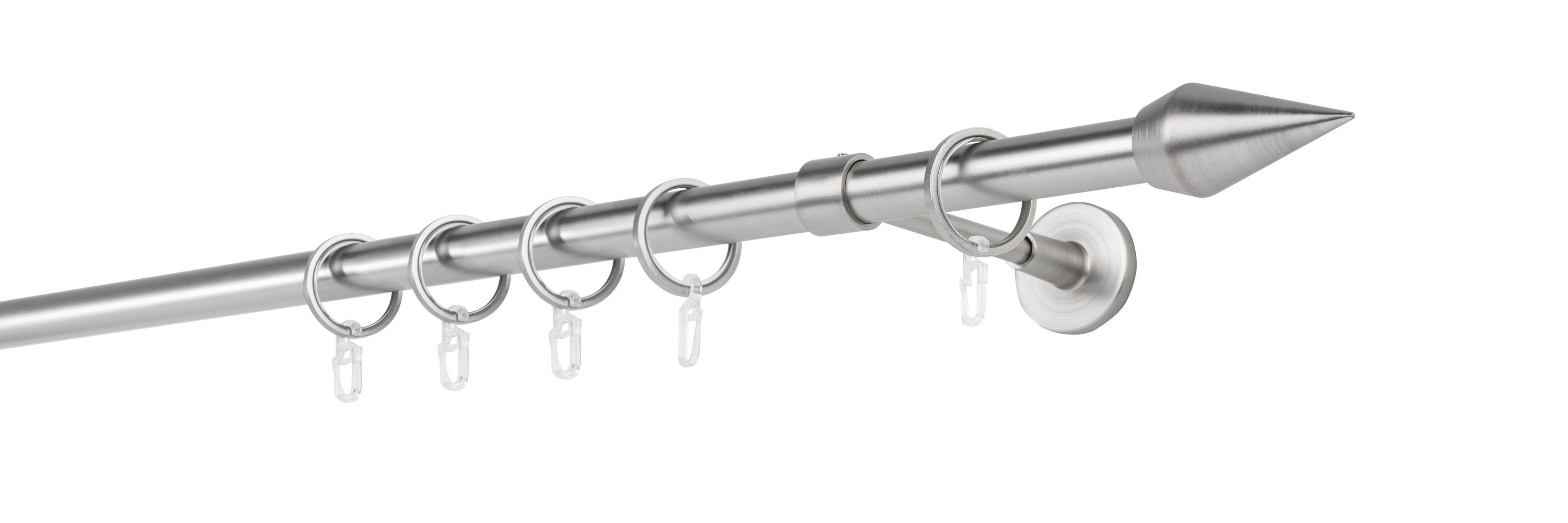 ondeco Gardinenstange Rundrohr Wandabstand 14cm Kegel, Ø 20 mm, 1-läufig-läufig, Wunschmaßlänge, Bohren, verschraubt