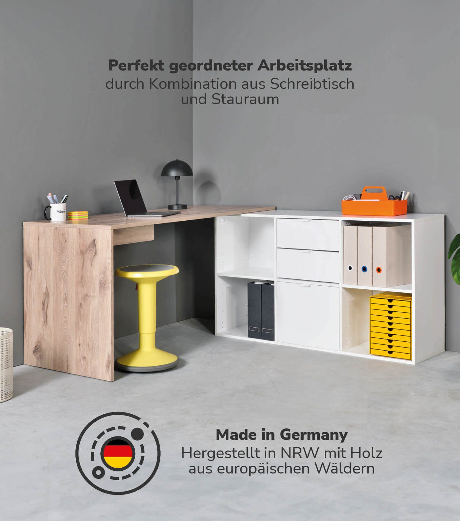 mokebo Eckschreibtisch Der Produktive (mit 2 günstig online kaufen