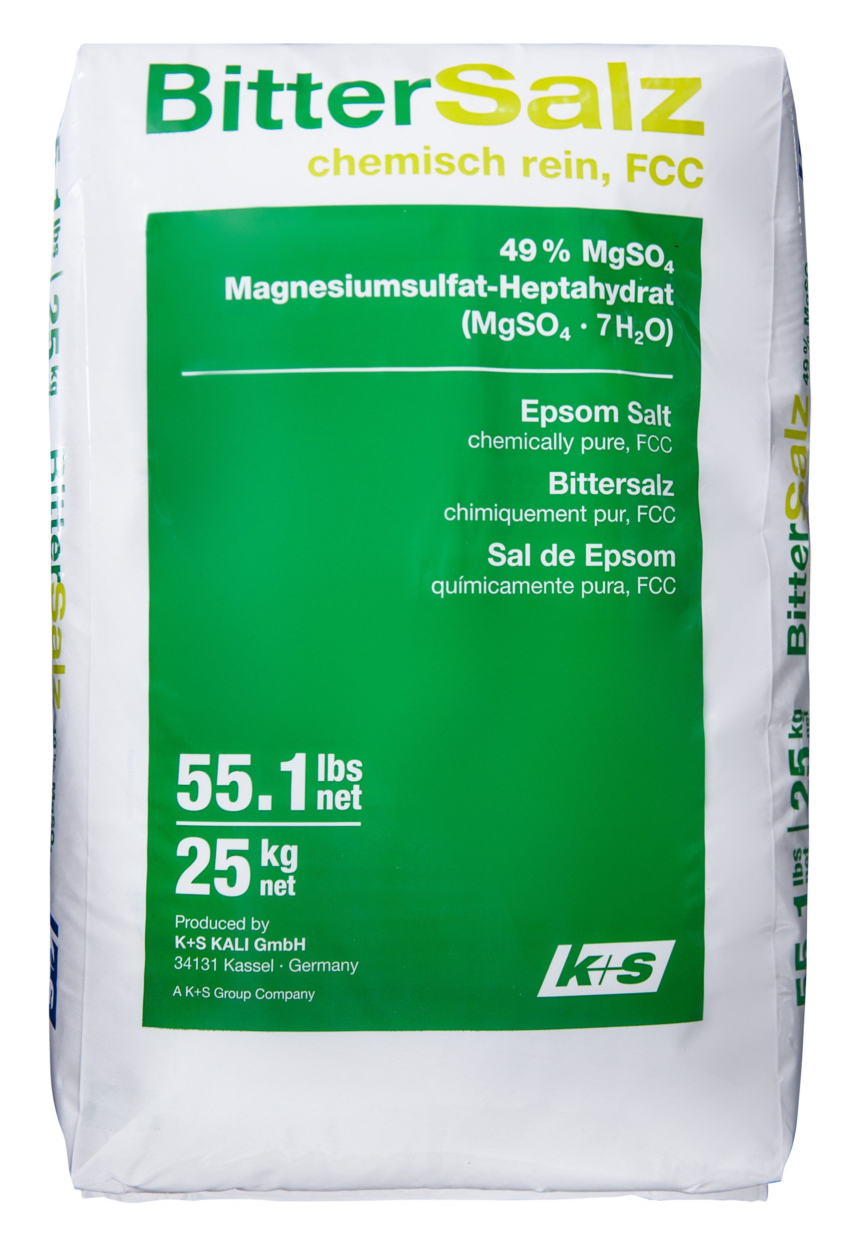 purux Badesalz Epsom Salz, Bittersalz Magnesiumsulfat 25kg, Magnesium zur Verringerung von Müdigkeit und Ermüdung