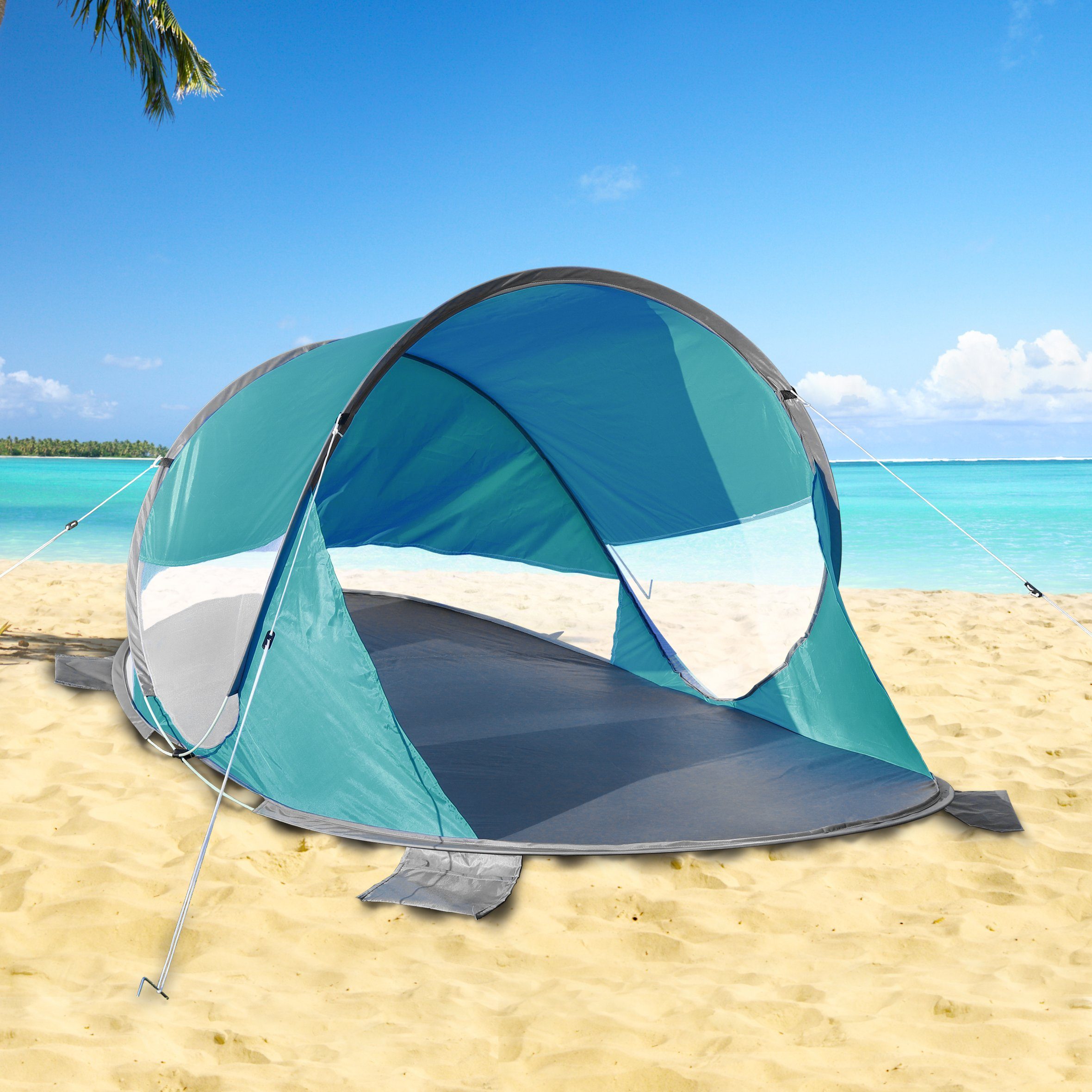 Haushalt International Strandmuschel XL-Pop-Up-Strandmuschel-UV-Schutz 50+ selbstaufstellend - Tragetasche, Personen: 3