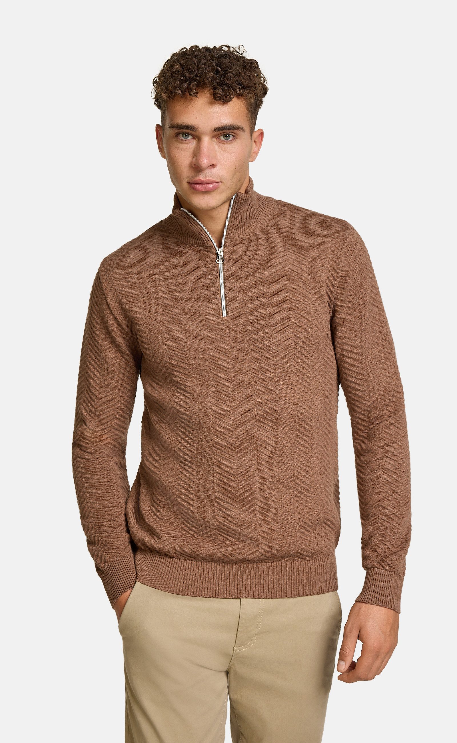 Kronstadt Strickpullover Herren KSCarlo Half-Zip Pullover Herrenpullover Half-Zip Feinstrickpullover