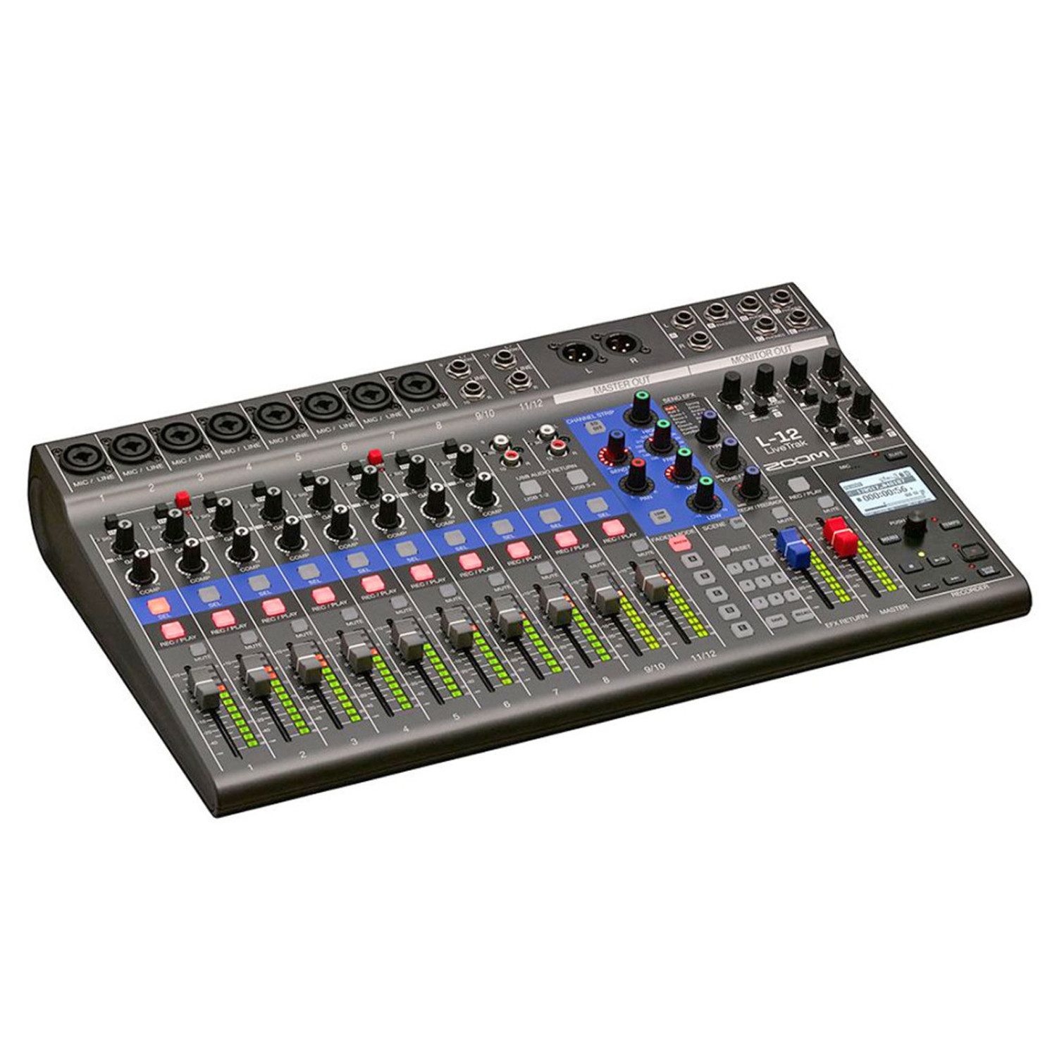 Zoom Audio Mischpult Zoom L-12 LiveTrak Digital Mischpult mit Kopfhörer, (Digitaler Mixer, Set mit Kopfhörer), Integriertes USB Audio-Interface