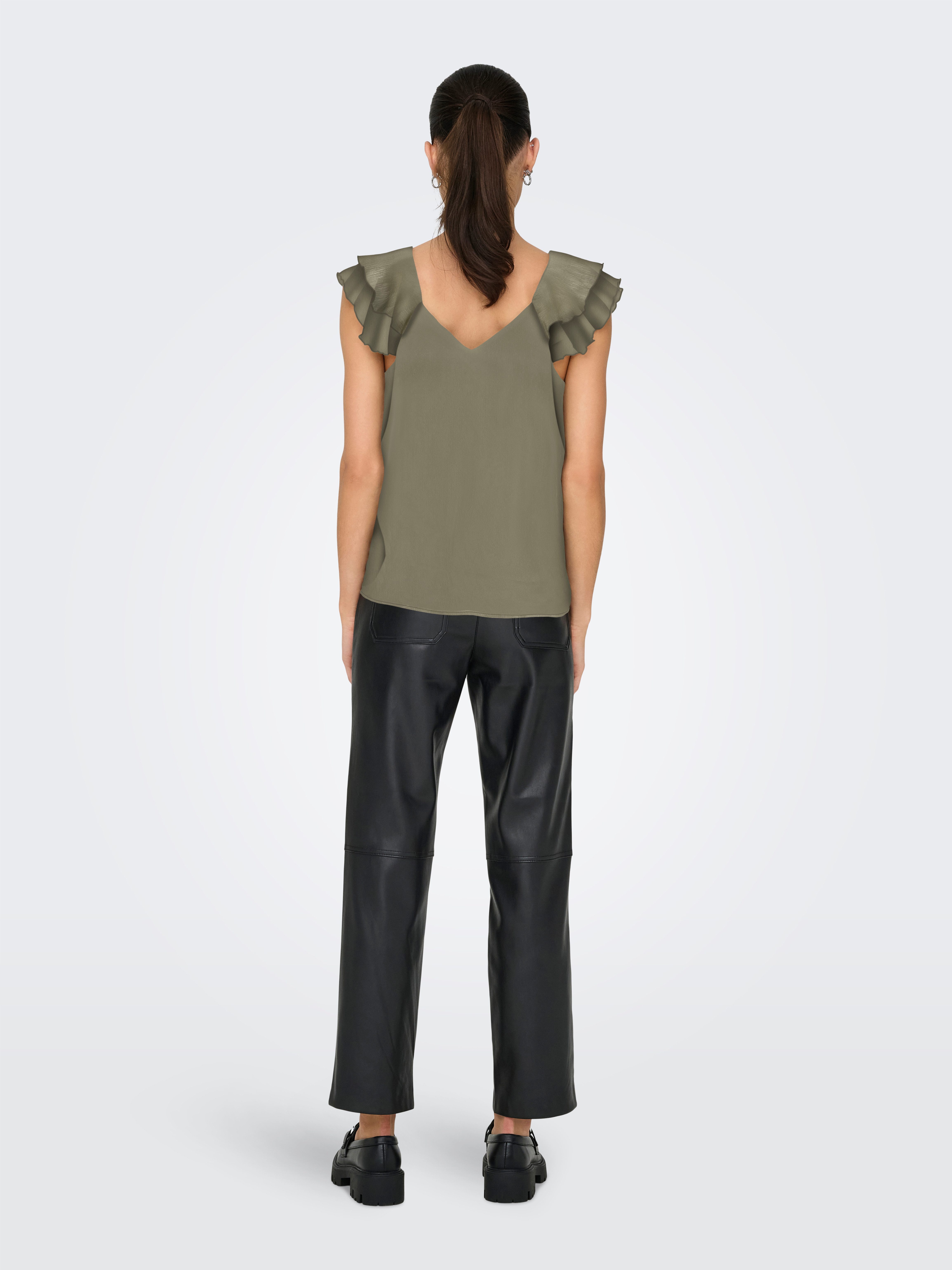 ONLY Blusenshirt ONLASTA LIFE CAPSLEEVE V-NECK TOP PTM