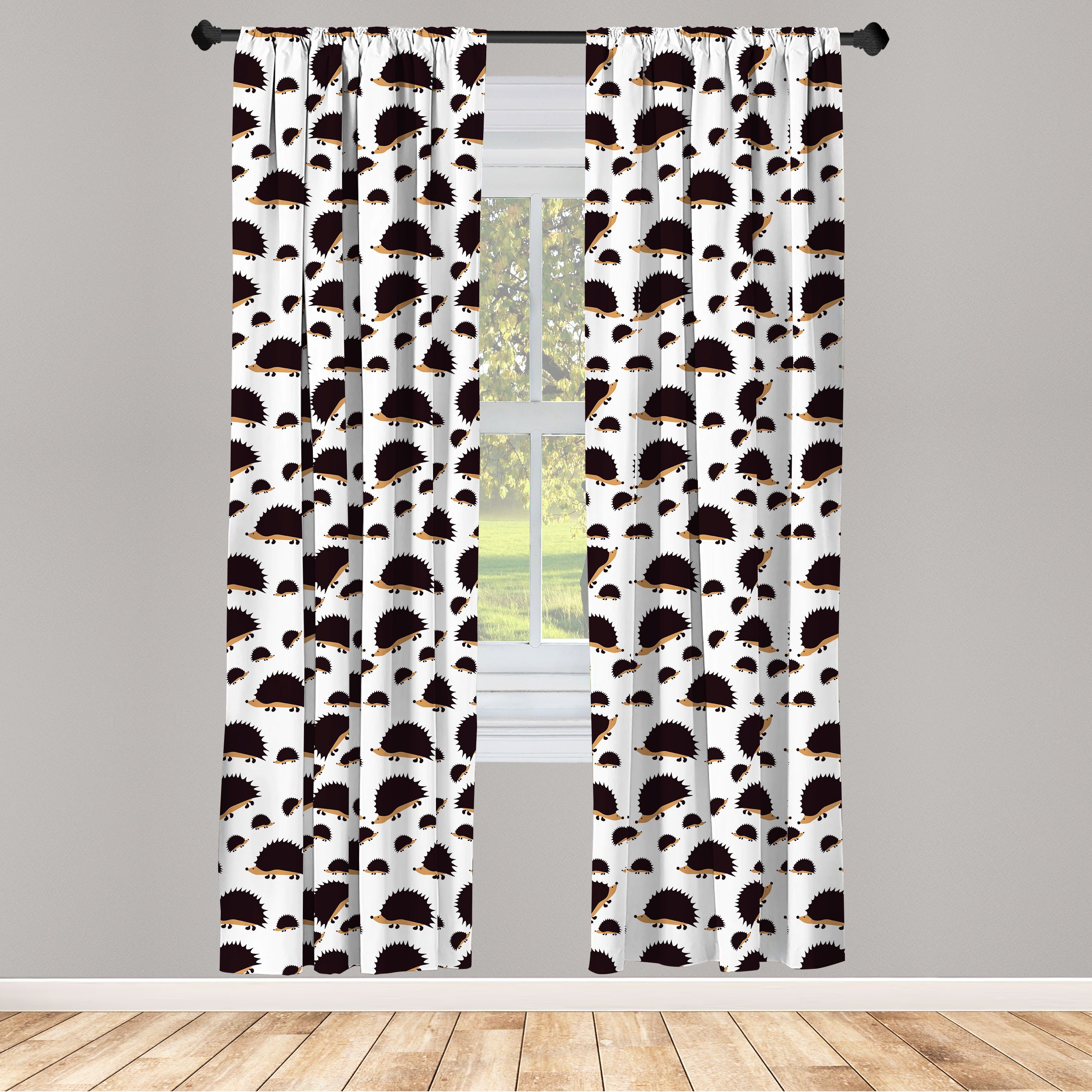 Gardine Vorhang für Wohnzimmer Schlafzimmer Dekor, Abakuhaus, Microfaser, Igel Porcupine Charaktere