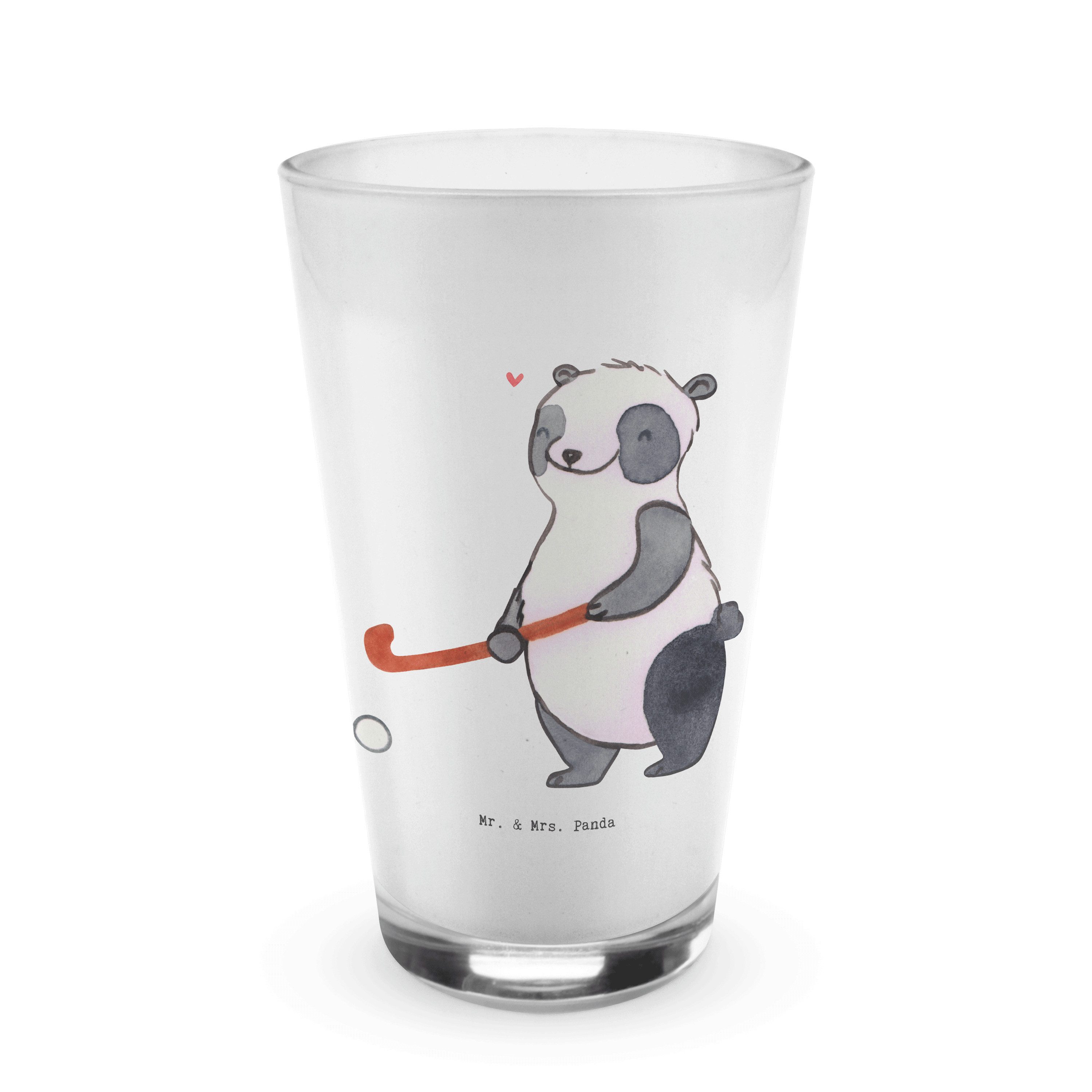 Mr. & Mrs. Panda Glas Panda Hockey spielen - Transparent - Geschenk, Glas, Hockey Verein, F, Premium Glas, Edles Matt-Design