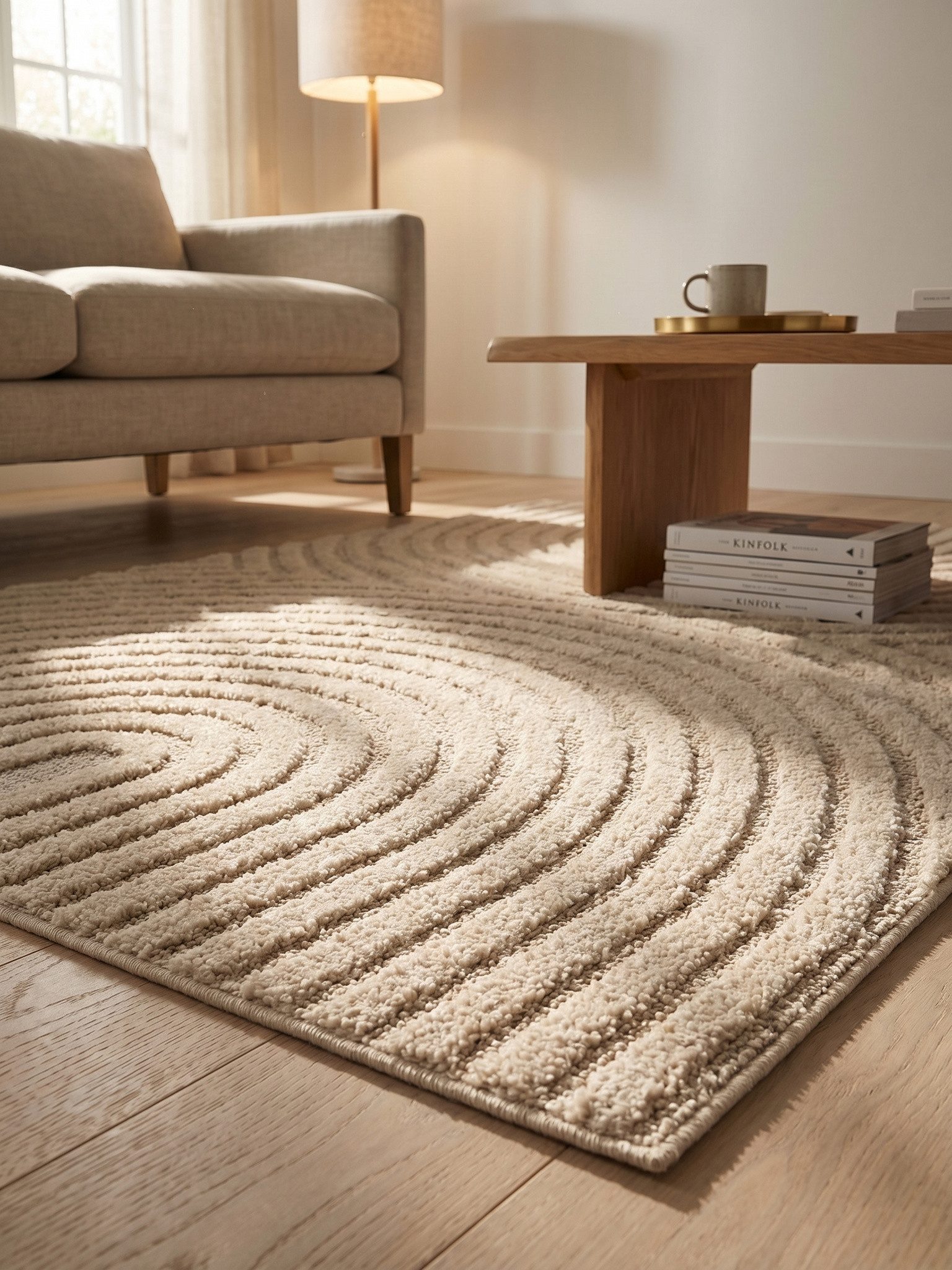 KADIMA DESIGN Teppich RIGI Hoch-Tief 3D-Effekt Waschbar Strapazierfähig, Läufer, Höhe: 10 mm, Creme, 60x110 cm, Wohnzimmerteppich Strapazierfähig Waschbar – Bild 5 von 5