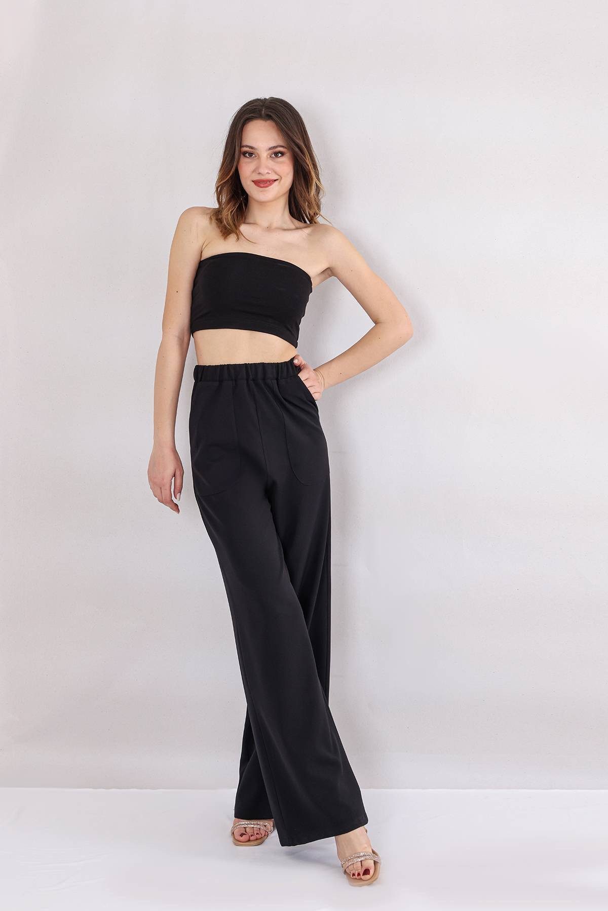 fashionshowcase Schlupfhose Damen Hose High Waist – Weites Bein mit Taschen günstig online kaufen